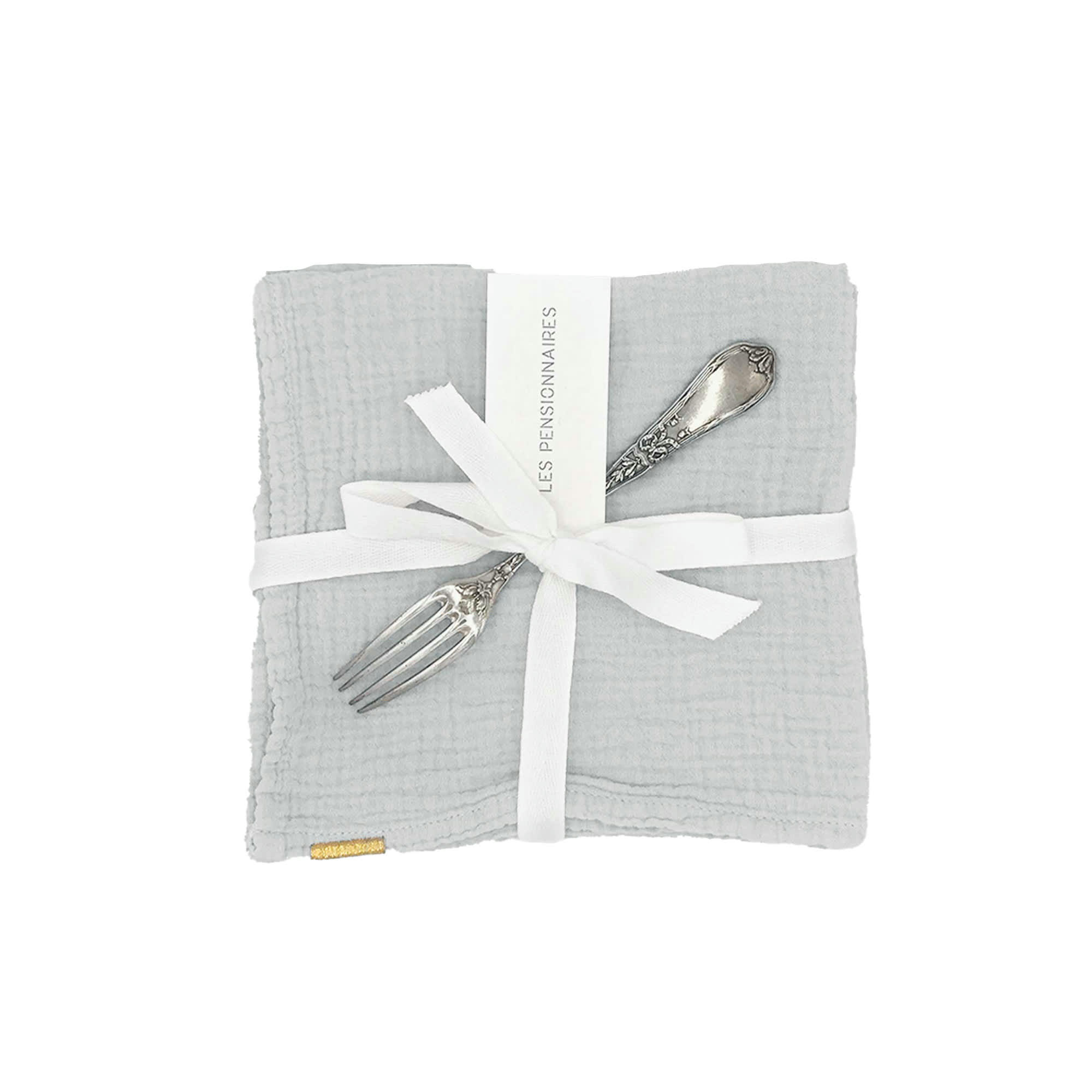 - Serviettes de table (lot de 2) en double gaze de coton bleu subtil