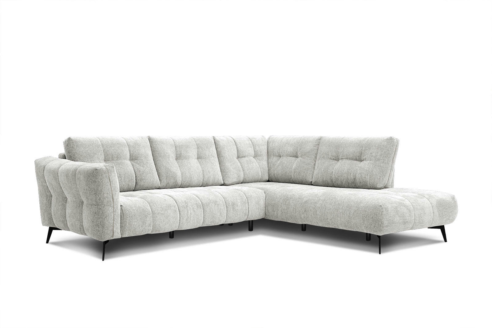 KALMER - Canapé d'angle droit 5 places tissu écru