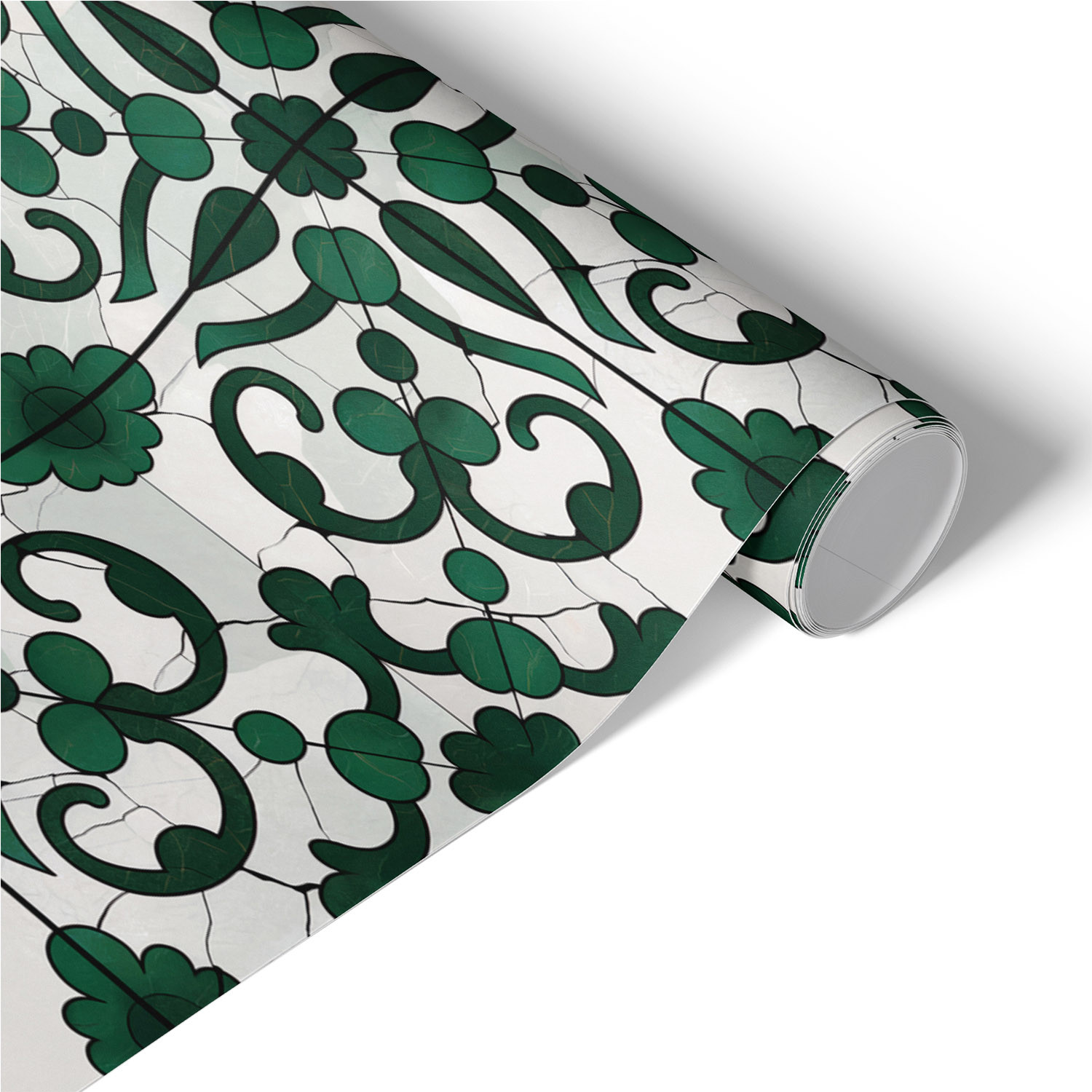 Folia meblowa Zielone ornamenty 50x100 Okleina samoprzylepna Retro