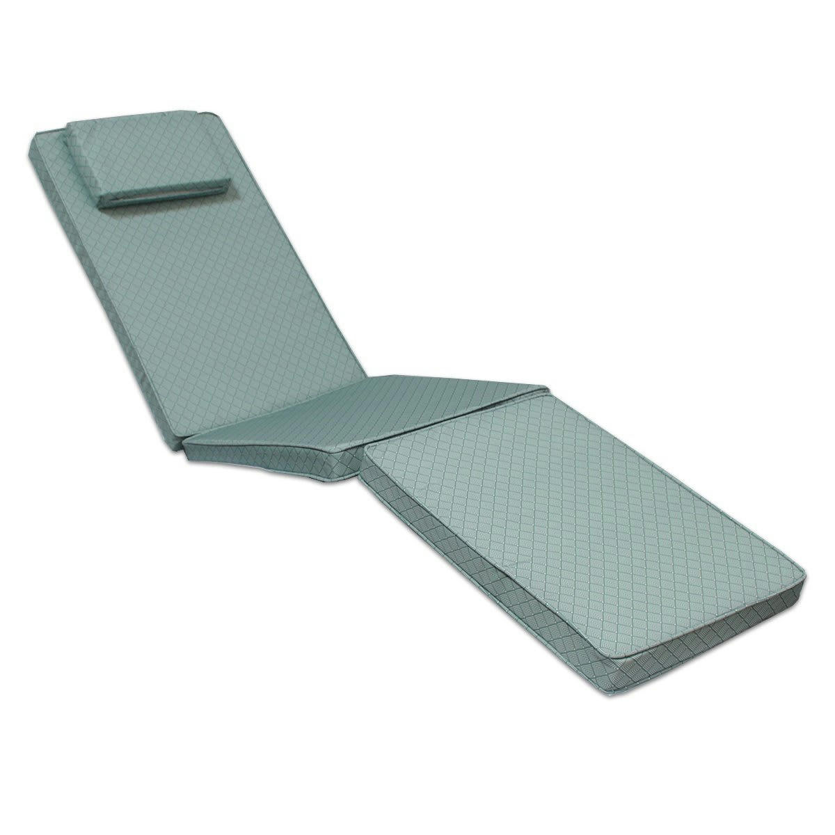 BAHIA - Matelas à motifs gris/blanc pour chaise longue