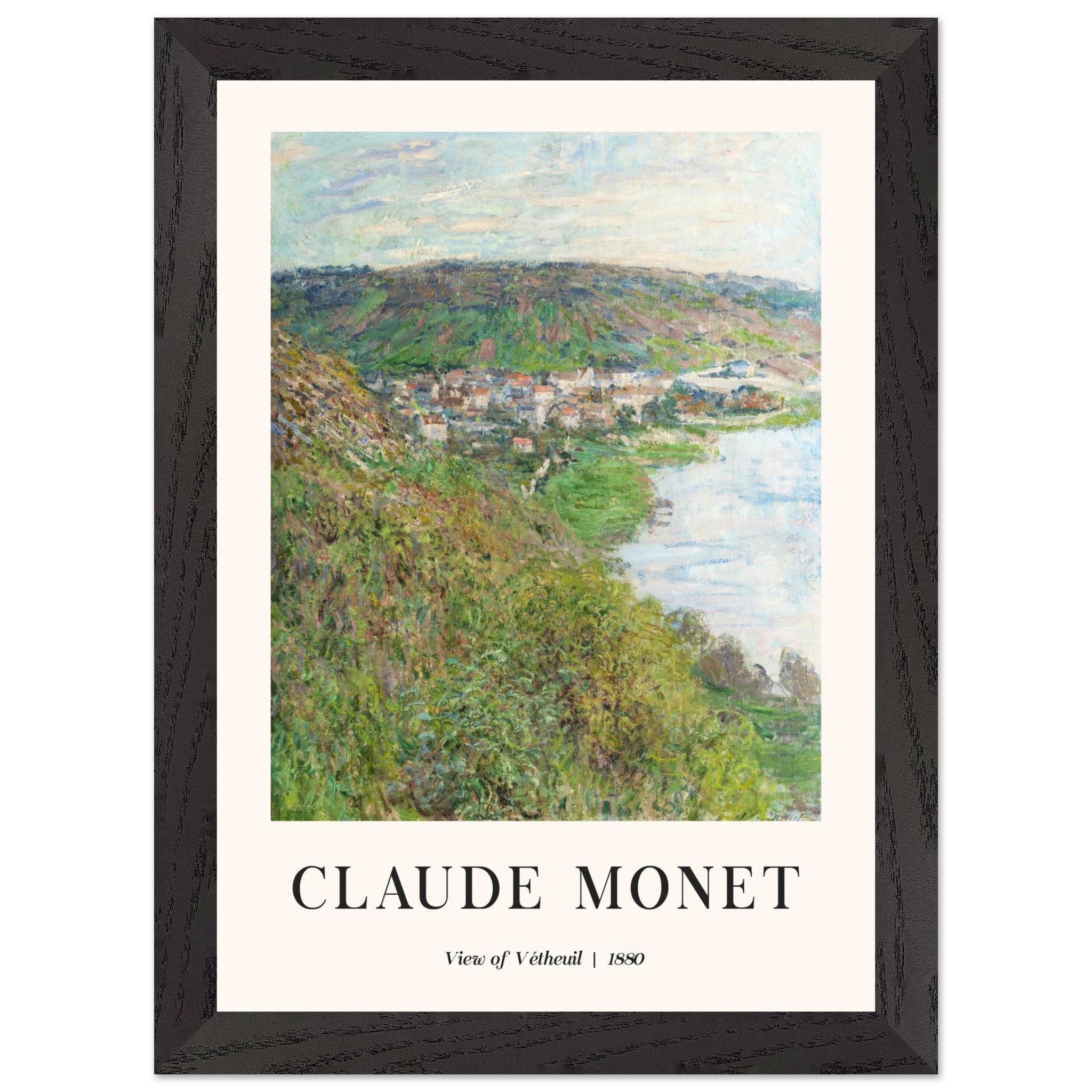 Artfulprints Poster met Lijst Claude Monet - View of Vétheuil  - A4 21x29.7 cm - Groen
