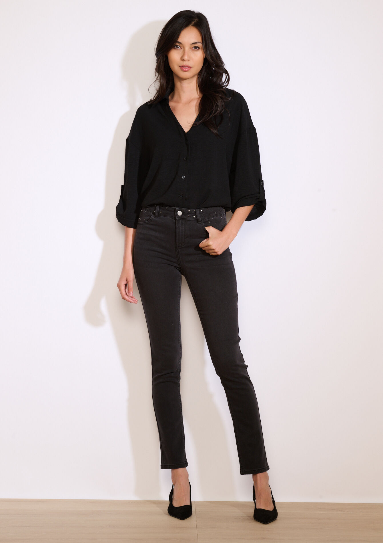 Skinny jeans met hoge taille