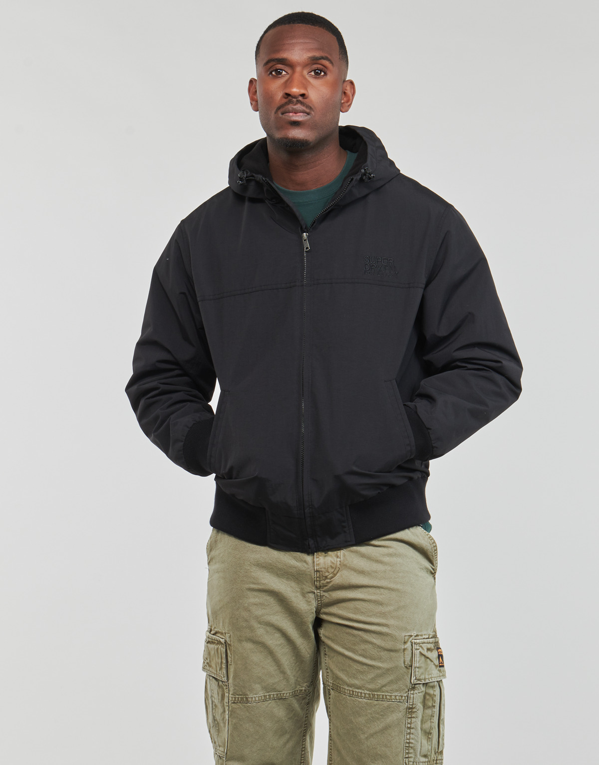 Superdry - SURPLUS NYLON HOODED BOMBER - Black