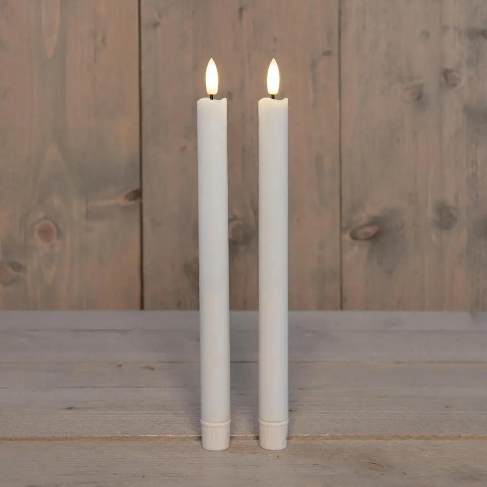 Anna Collection Led dinerkaarsen - 2x - wit - 25 cm - 3D vlam