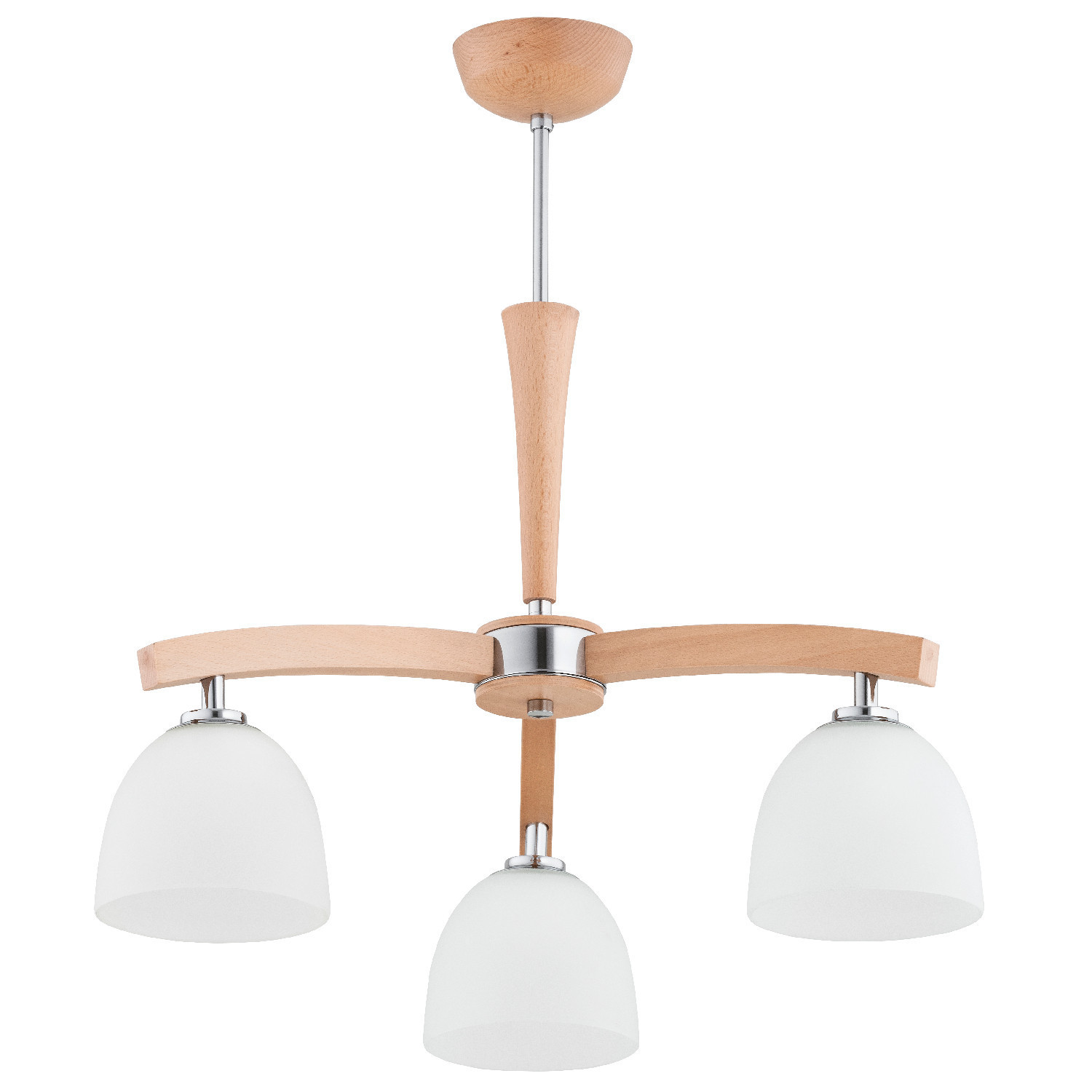 Lampa wisząca jasne drewno-biała-chromowana AXIM 3xE27x15W Alfa
