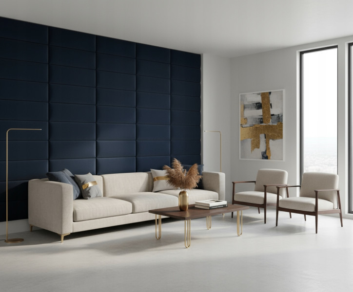 Panel Tapicerowany Prostokąt Komvortowy 30X90 Cm Granatowy Smart Velvet