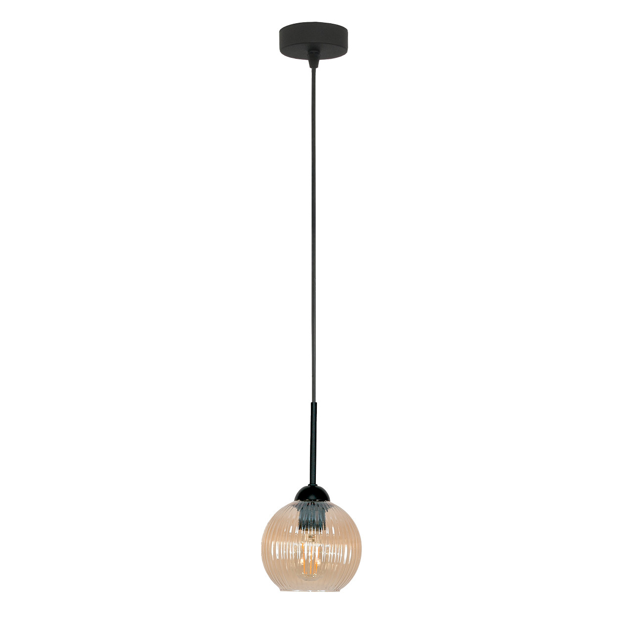 Lampa wisząca zwis EDYLIT loft klosz bursztynowy 1xE27 PION 15-035