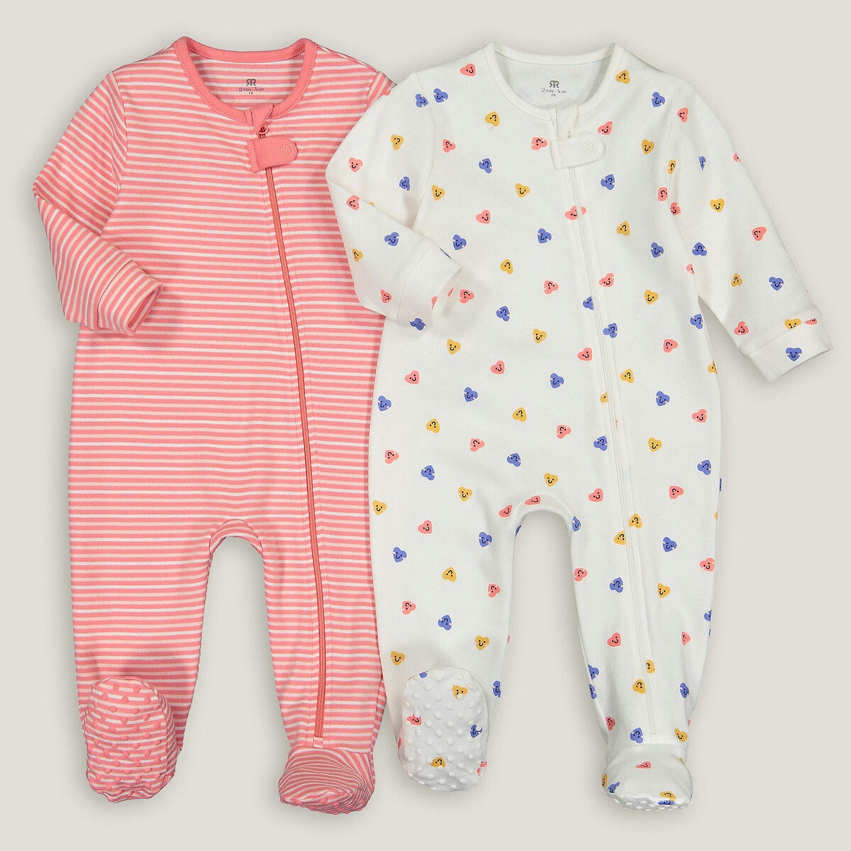 Lot de 2 pyjamas zippés 1 pièce