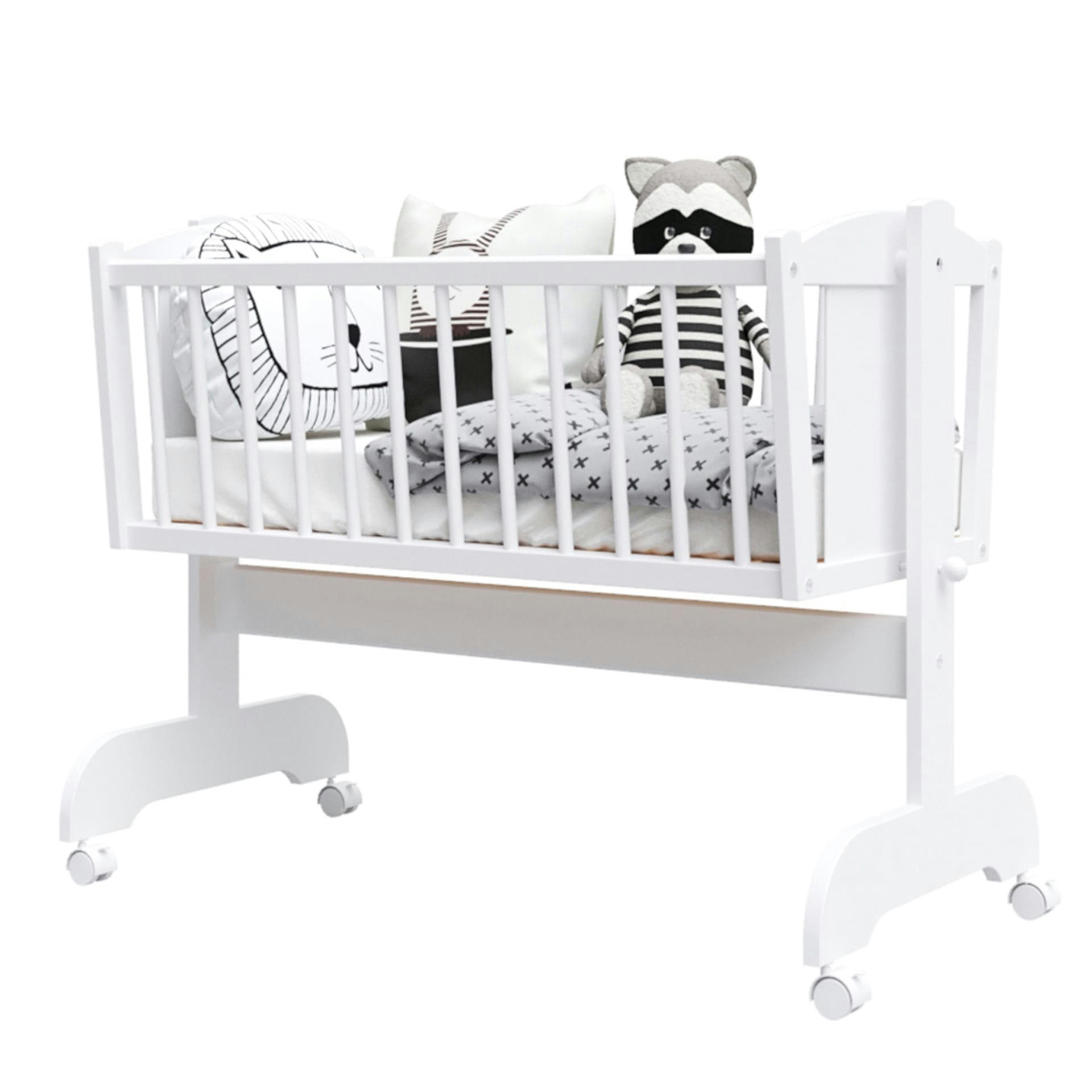 VICTORIA - Berceau bébé en bois blanc - 90x40 cm - Matelas Inclus