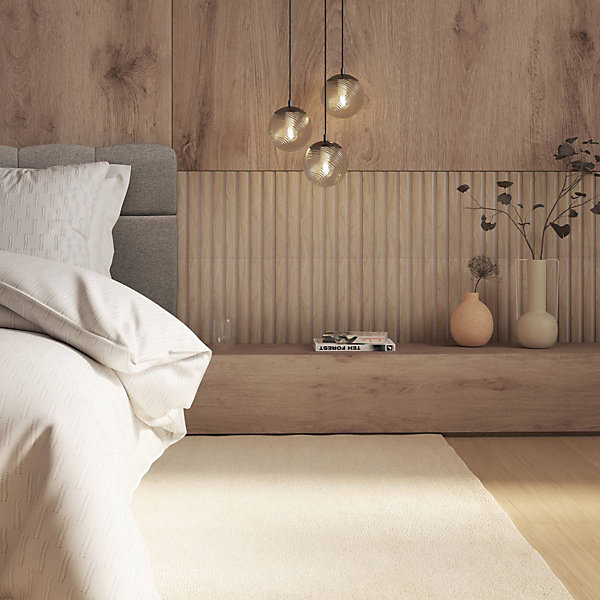 Lot de 3 panneaux décoratifs Colva beige fond gris 30x30cm - Atmosphera