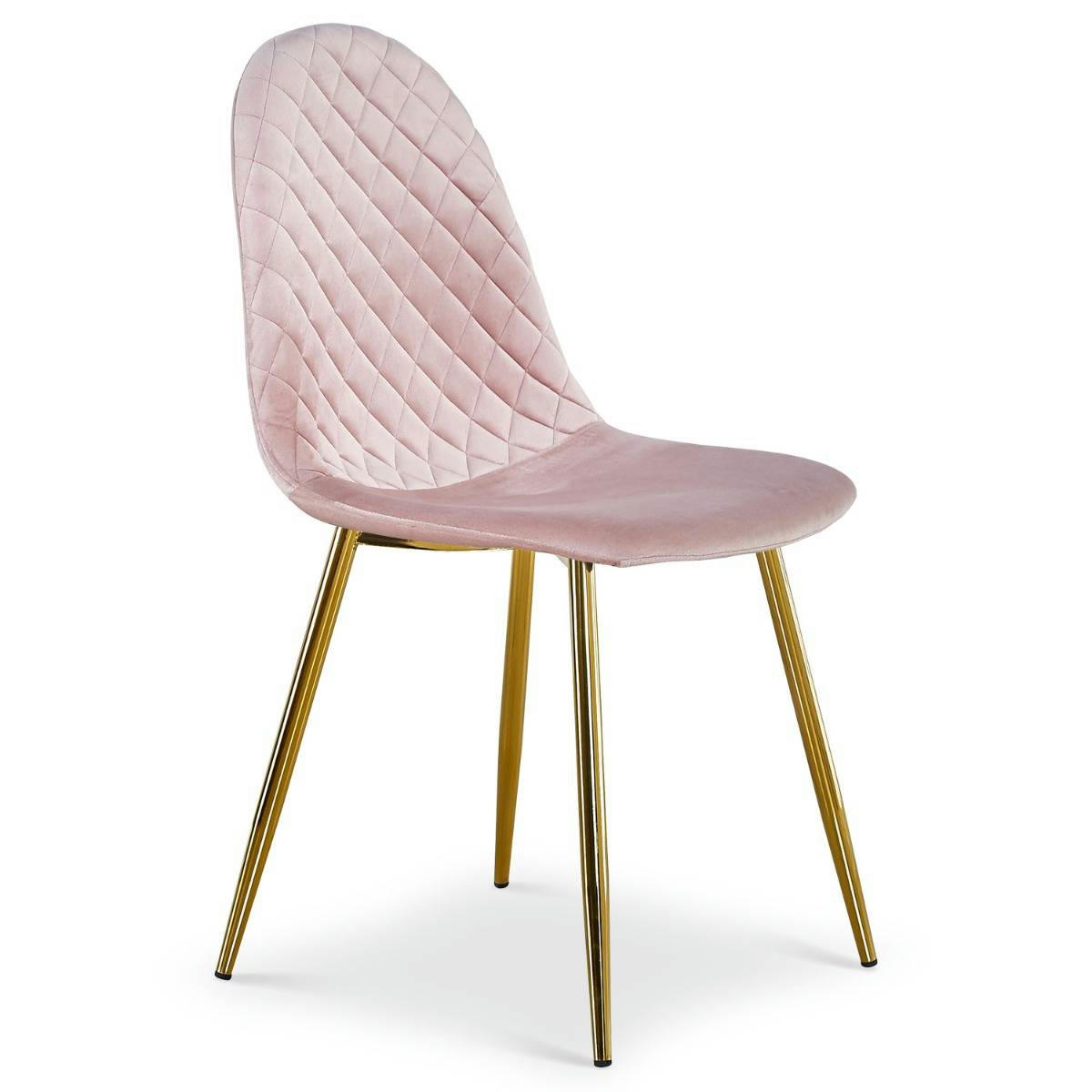 NORWAY - Lot de 4 chaises matelassées velours rose