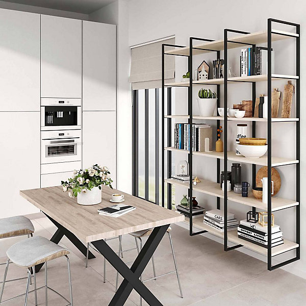 Emuca Jeu de Lader Cadre d'étagère, hauteur 830mm, Acier, Peint en noir