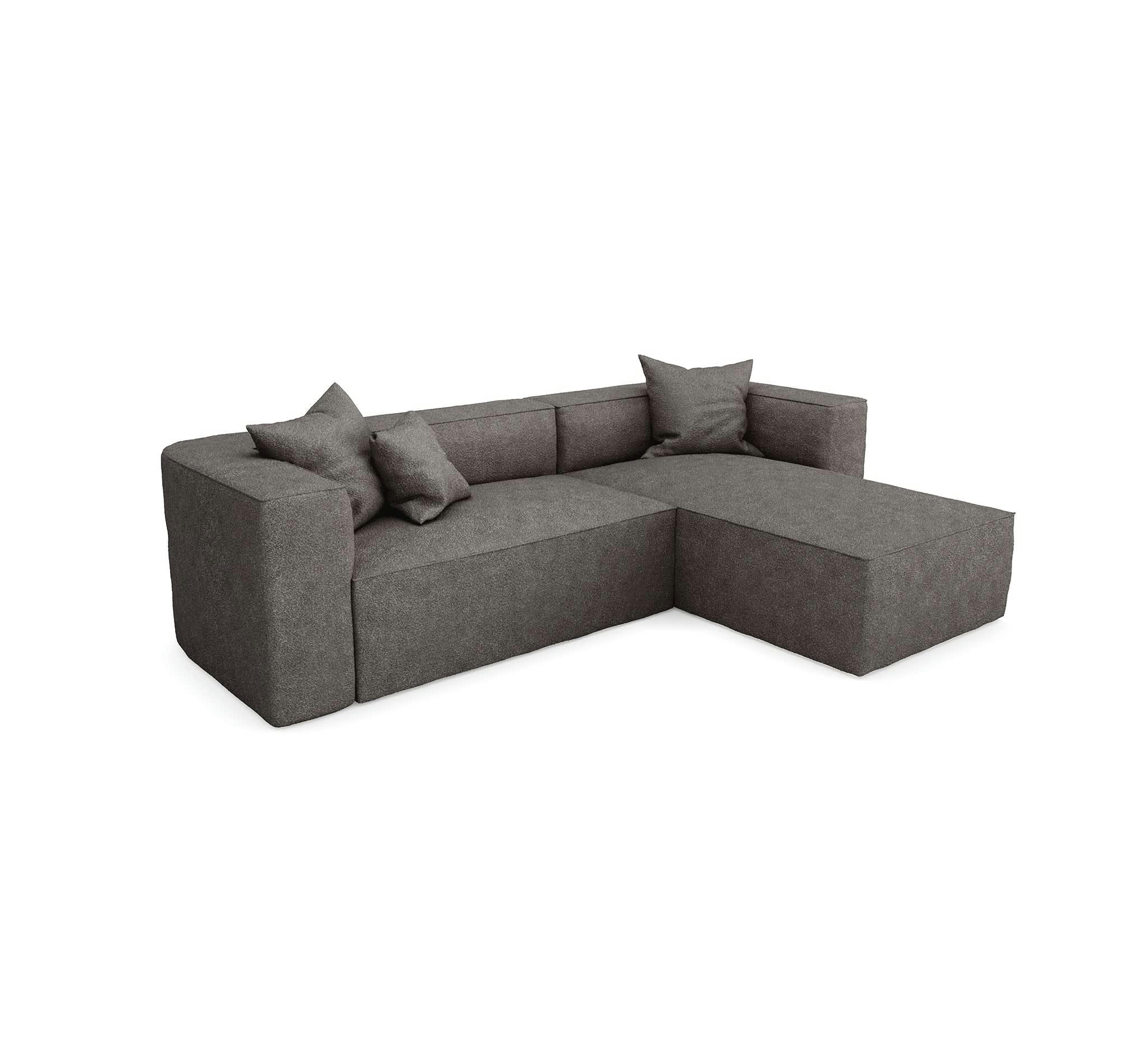 ALMA - Canapé d'angle droit tissu bouclette gris graphite