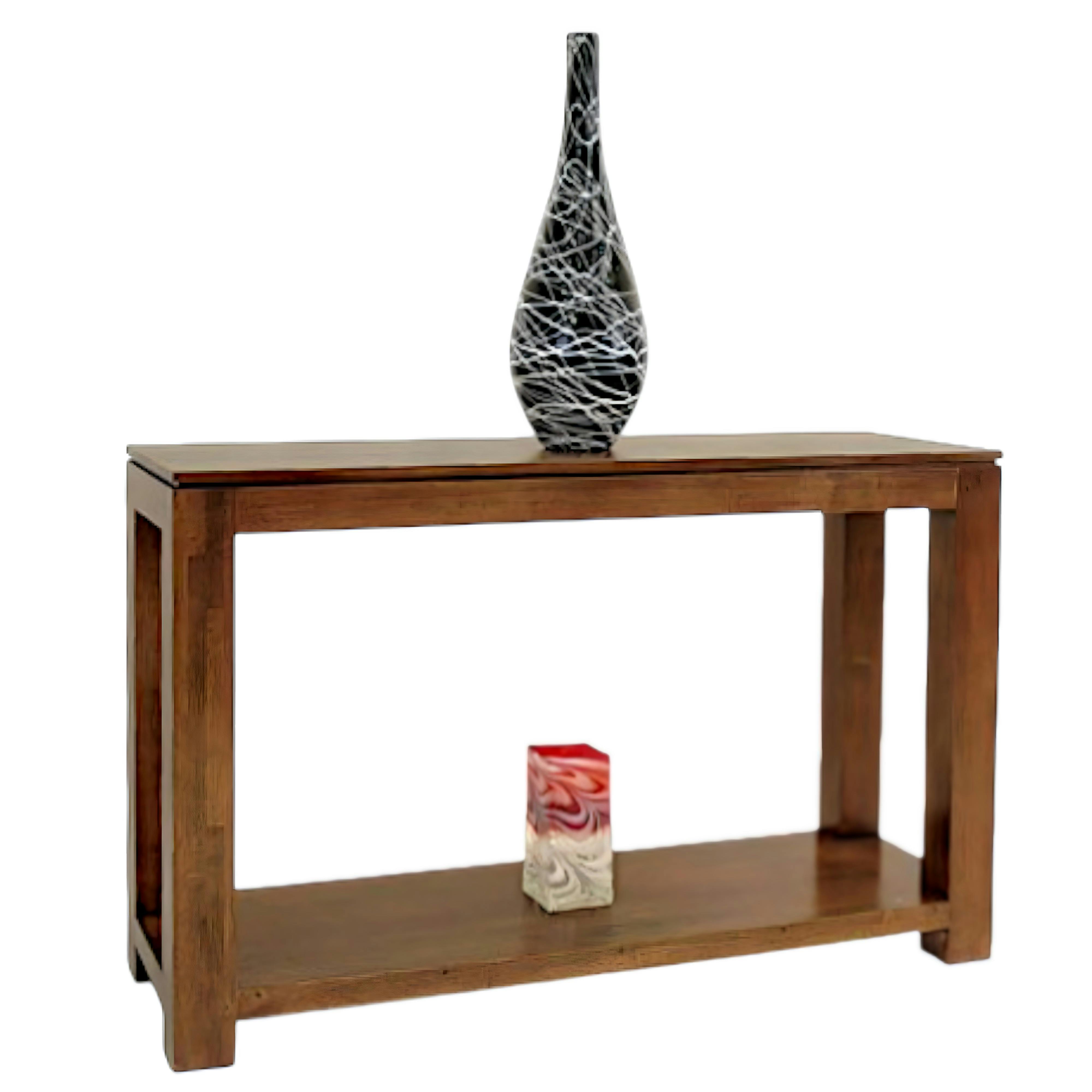 Console hévéa double plateaux 120cm HELENA