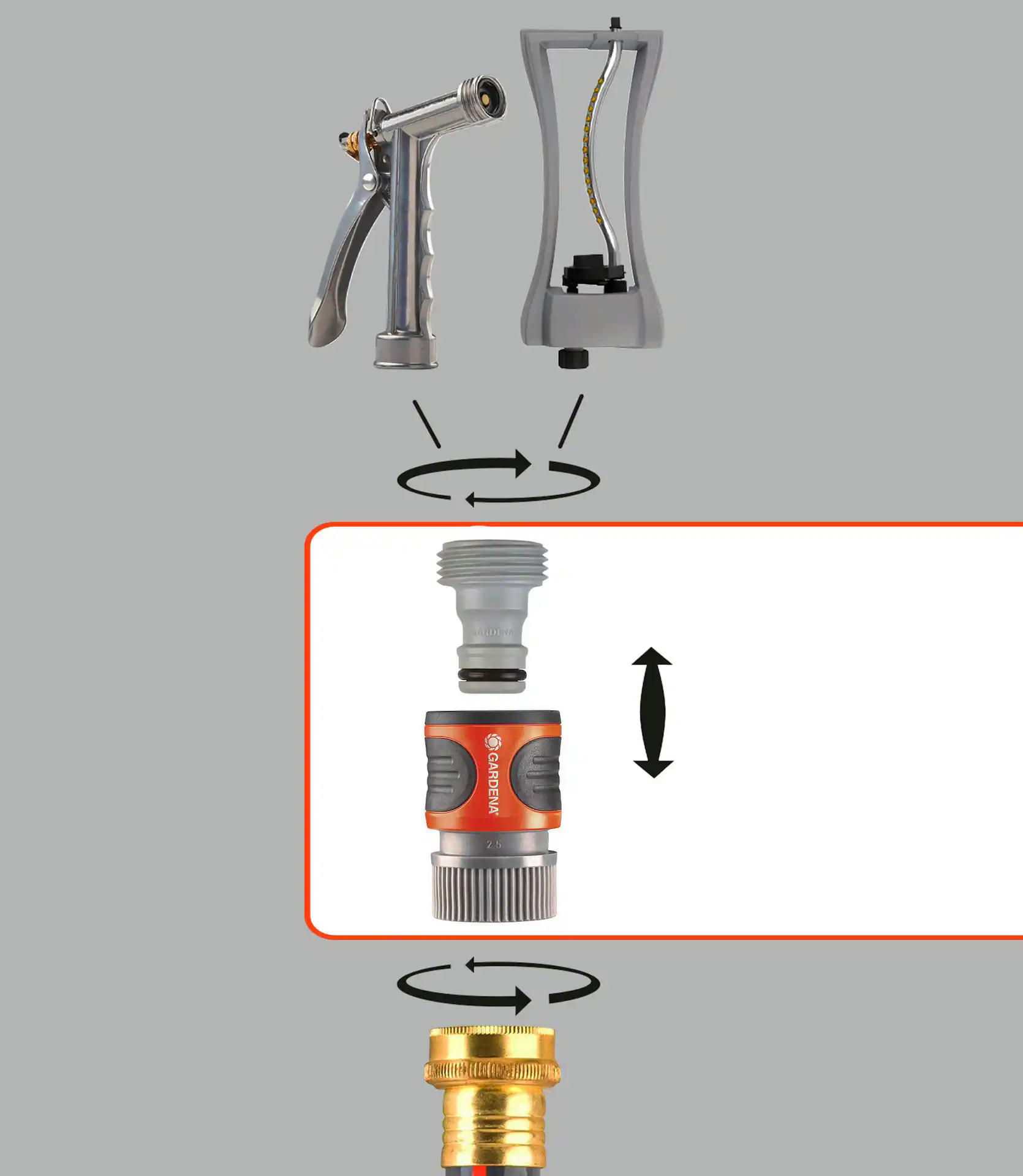 Gardena Accessory End Male-to-Hose Connector Waterstop and Accessory Adapter