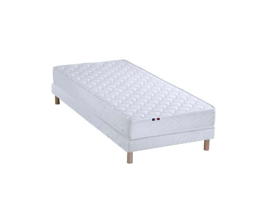 ENSEMBLE STRATUS - Ensemble matelas mousse sommier blanc 90x190