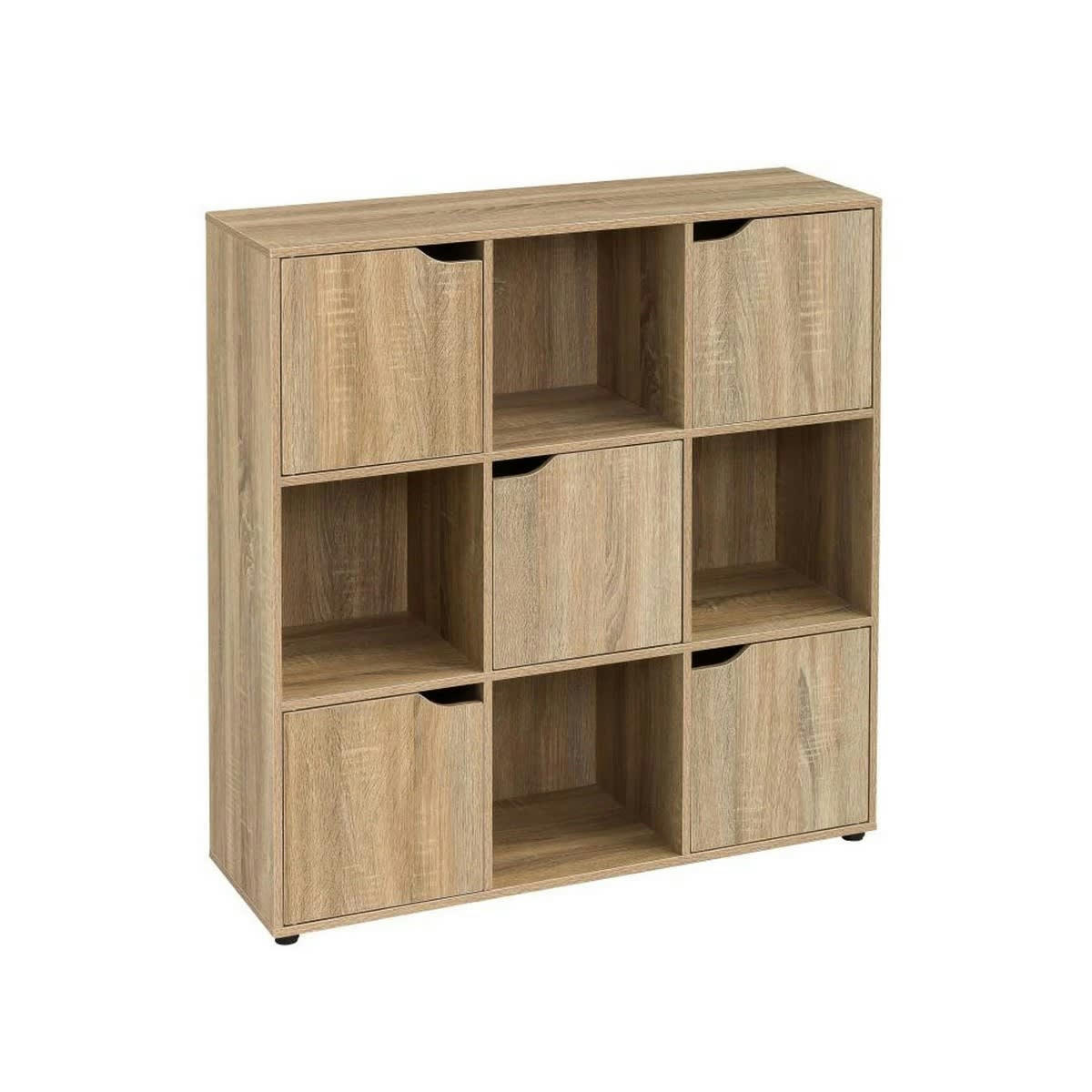 - Étagère basse en bois MDF 9 casiers 5 portes façon console