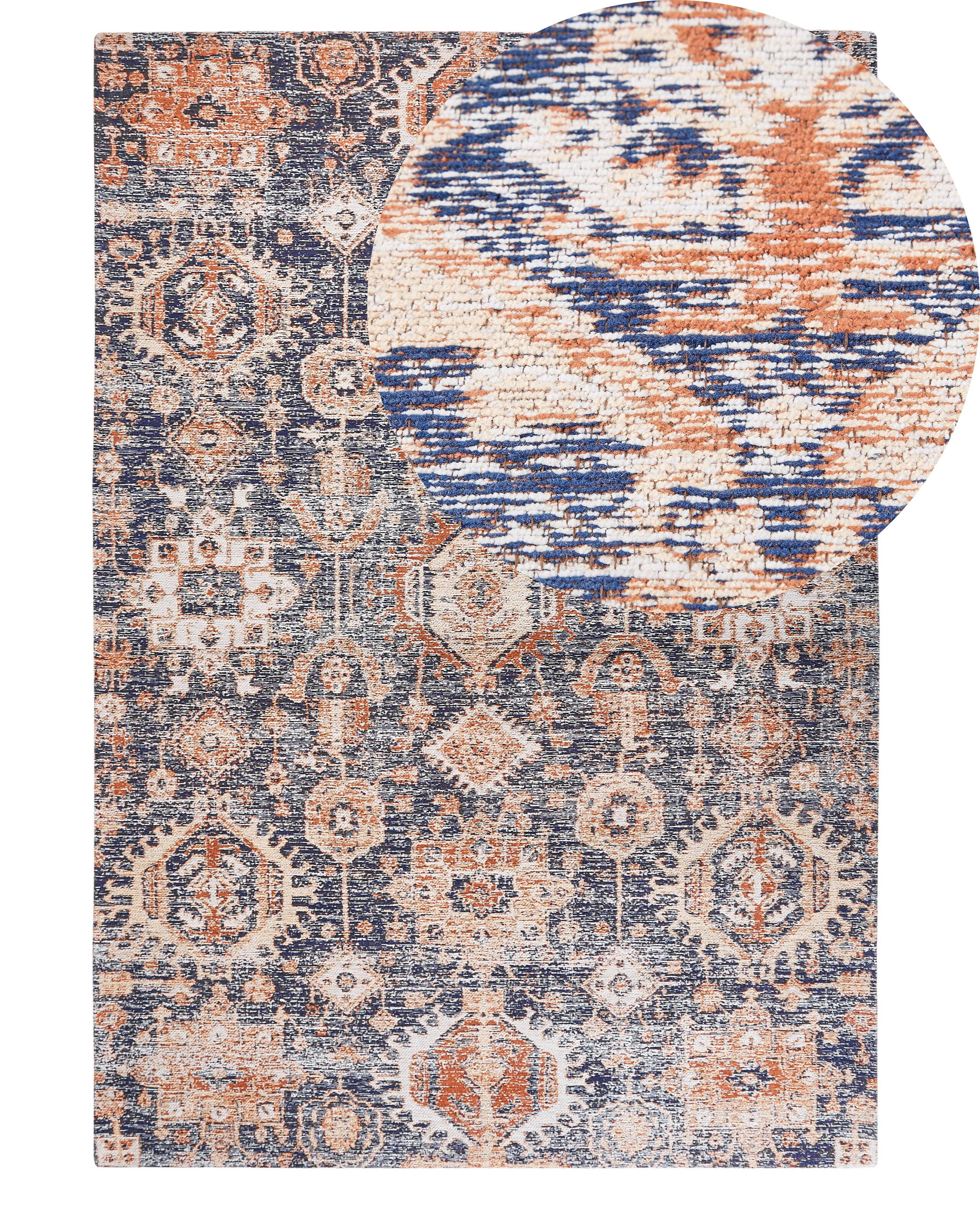 Dywan 140 x 200 cm niebieski z czerwonym