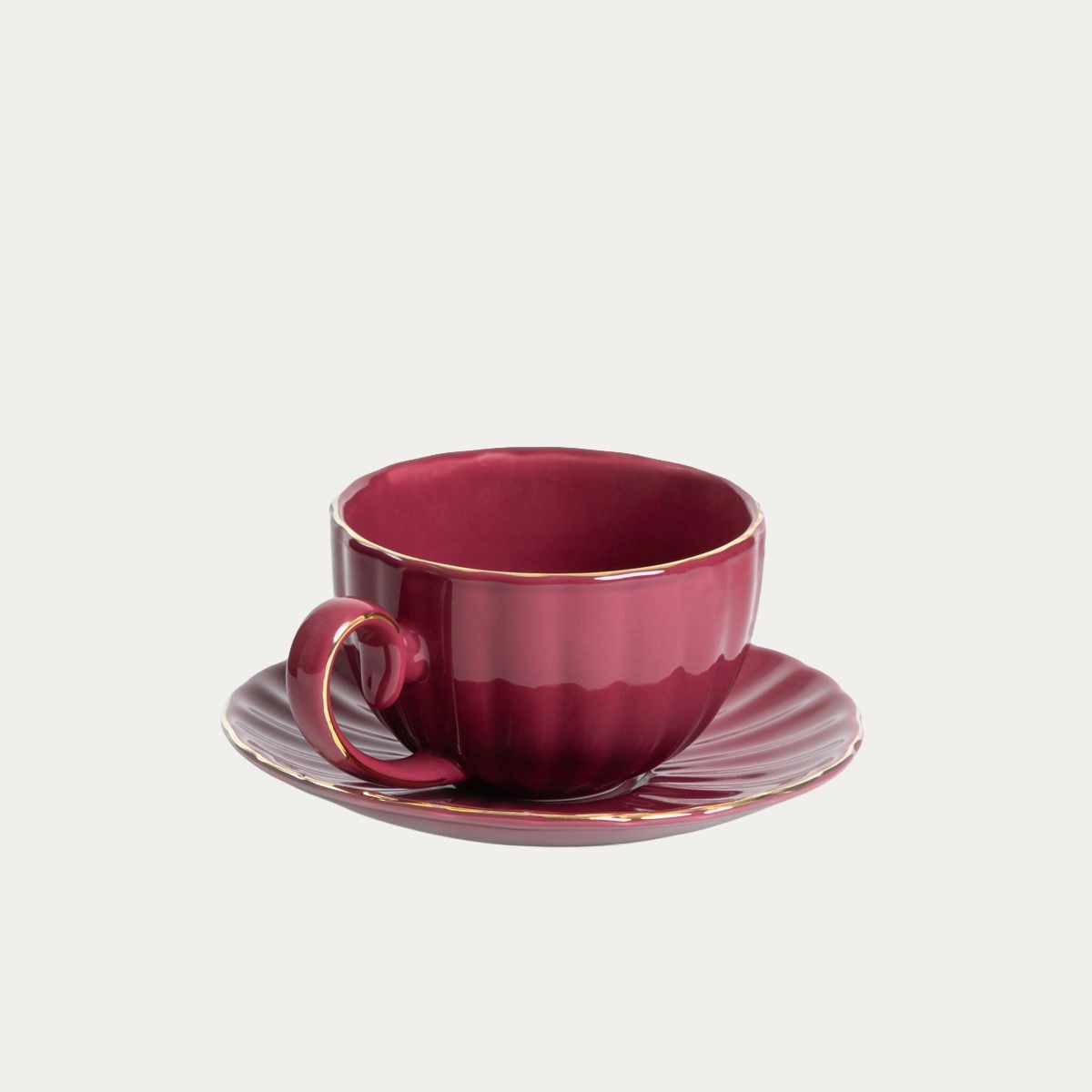 Filiżanka ze spodkiem MINA duża burgundowa 0,25 l