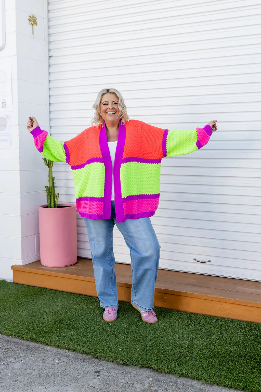 Marbelle Knit Cardigan in Fluro Mix