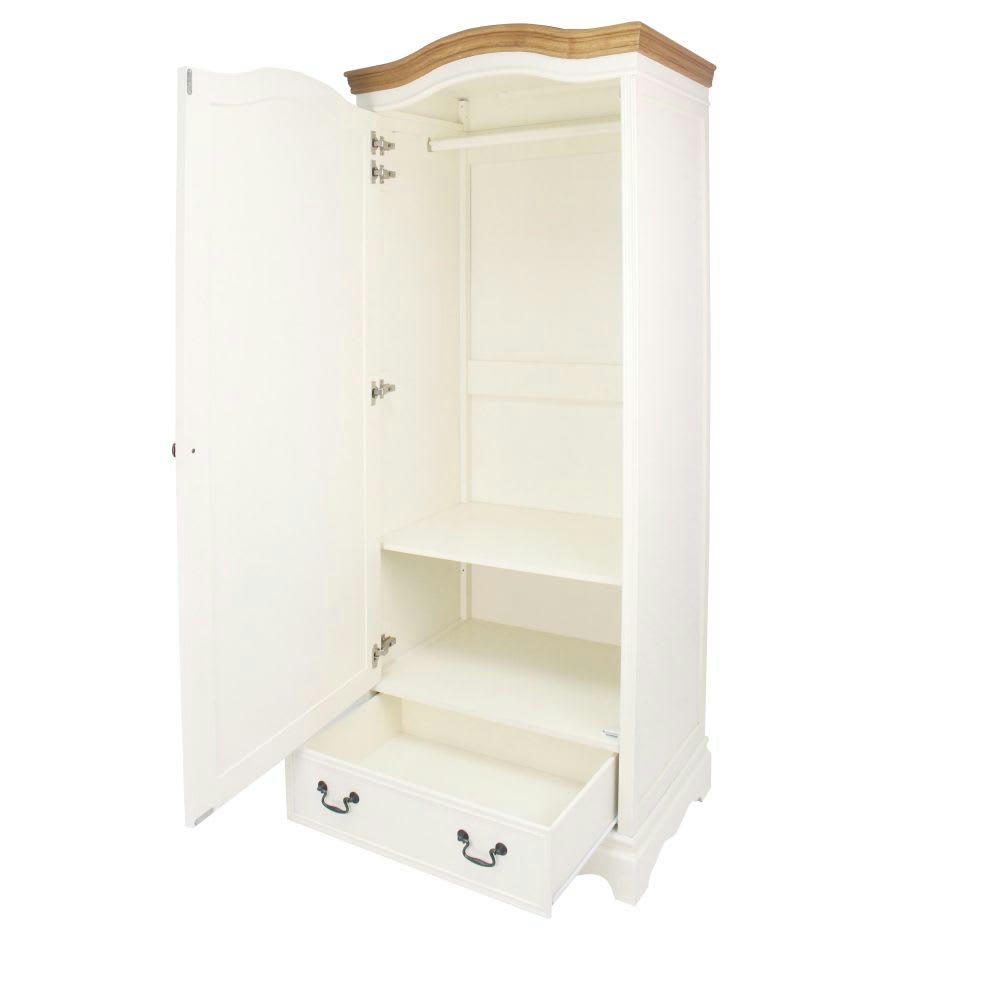 Léontine - Armoire bonnetière 1 porte 1 tiroir crème