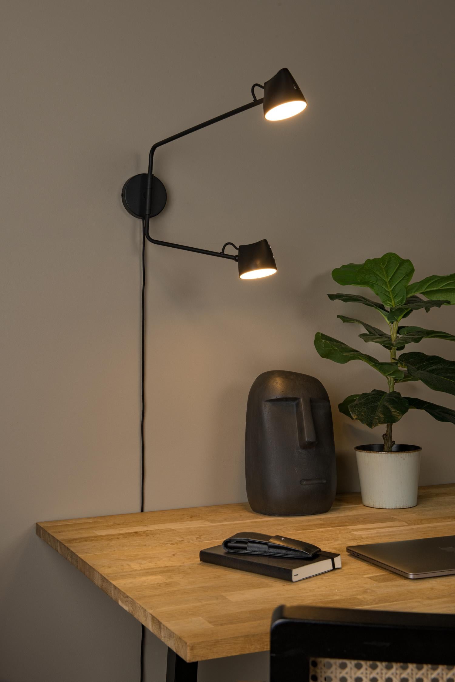 Lucide wandlamp MILNE - Geïntegreerde LED - Zwart
