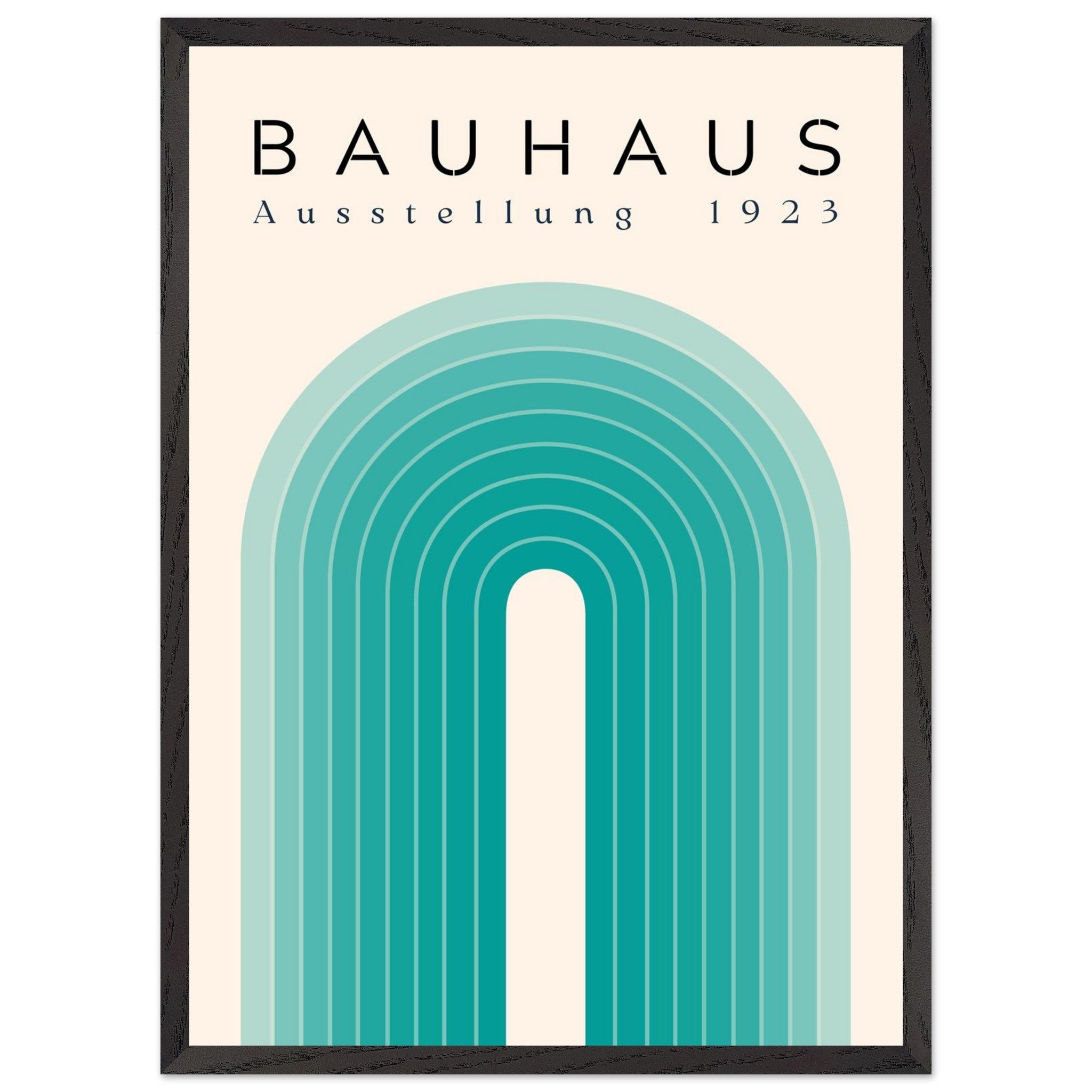 Artfulprints Poster met Lijst Bauhaus - Turquoise rainbow  - 50x70 cm - Turquoise