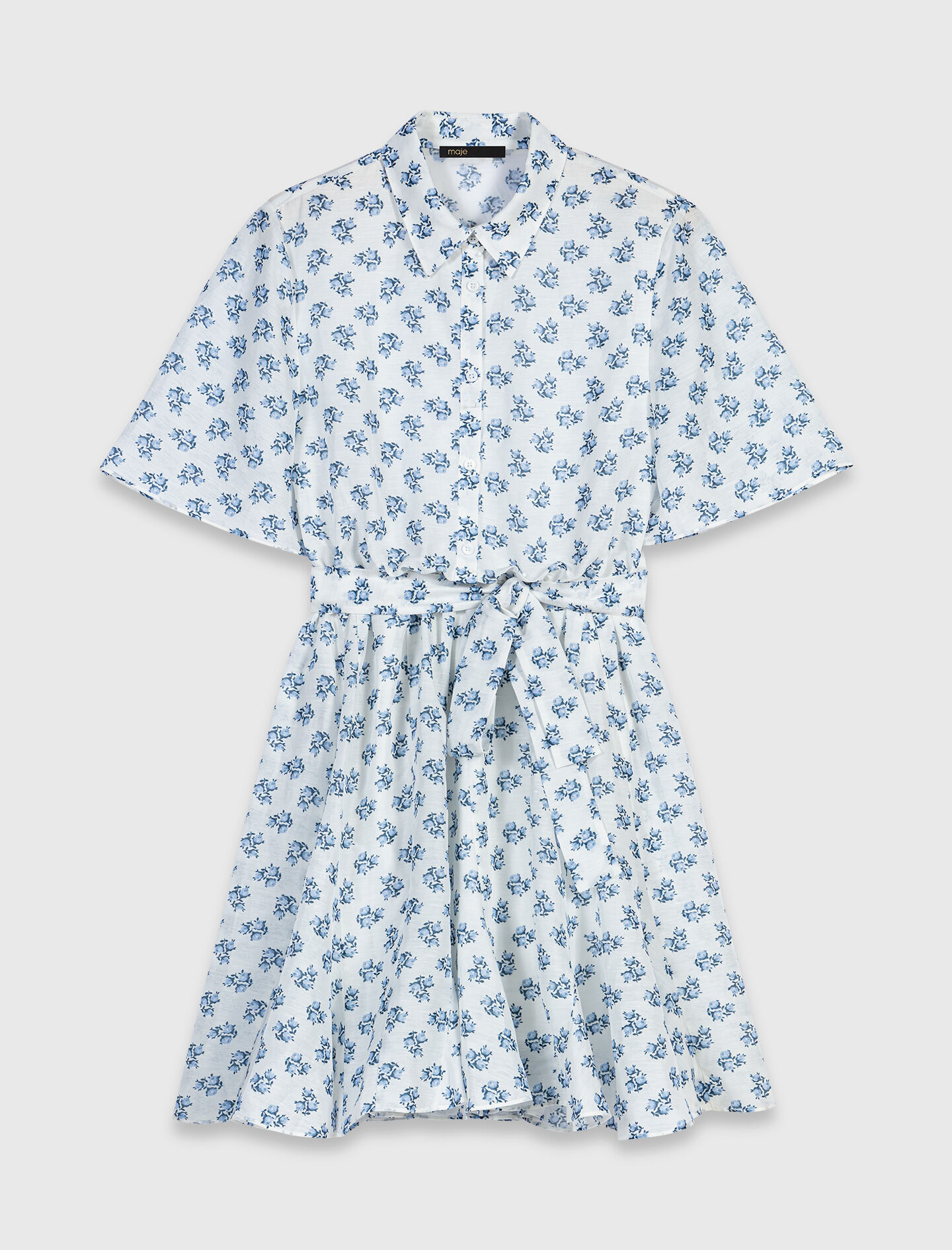 Robe courte imprimée en lin mélangé
