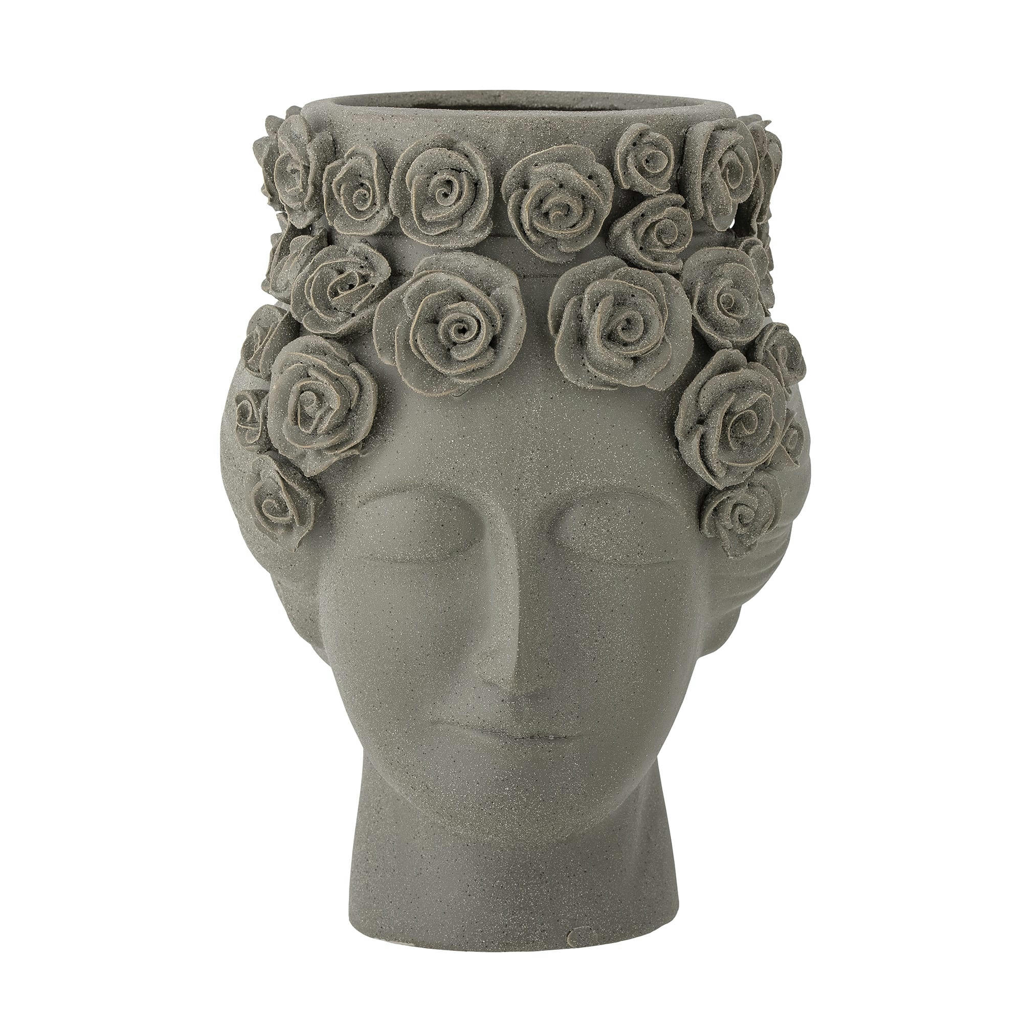 - Vase visage en grès gris H30