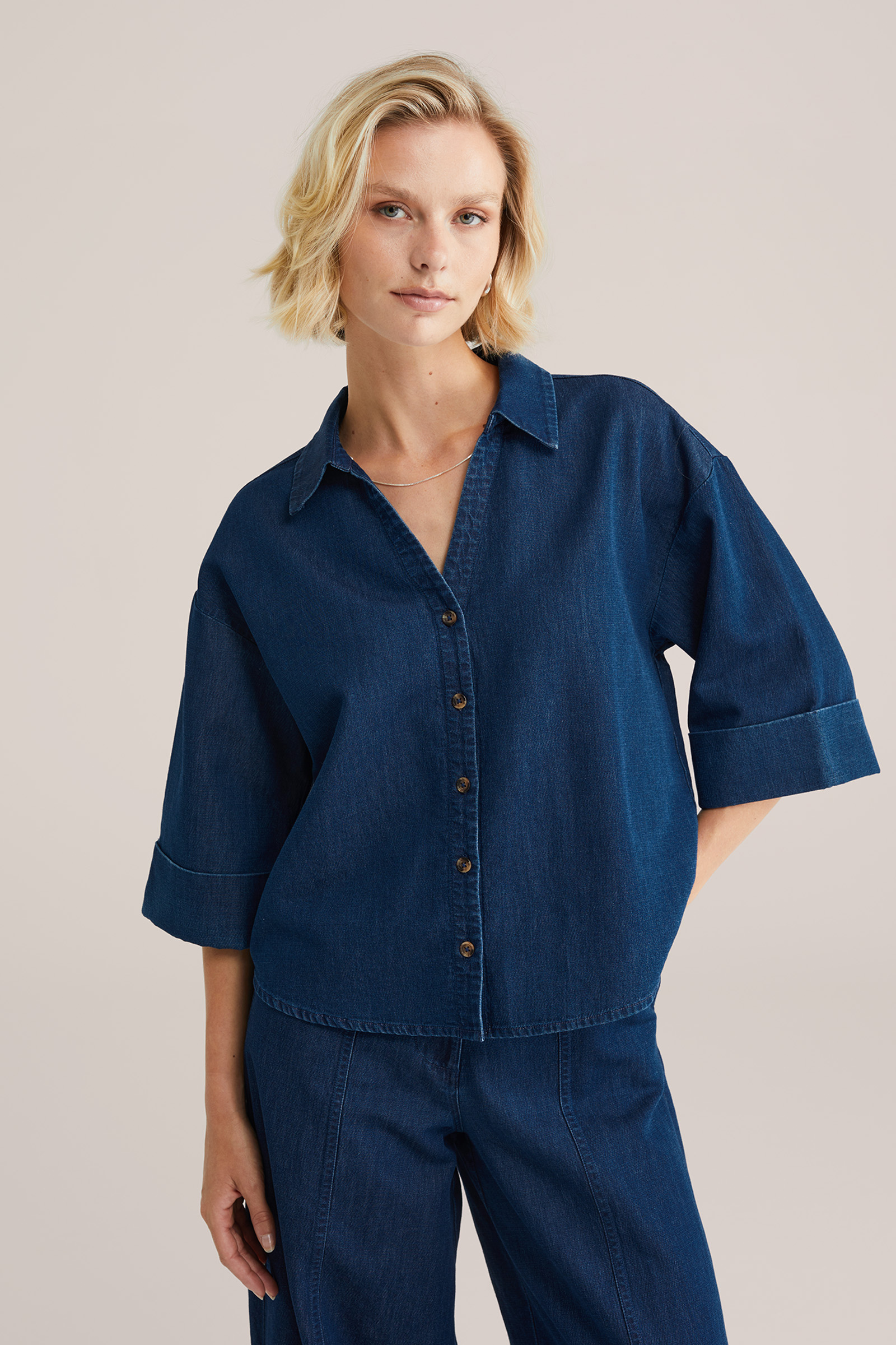 Dames denim blouse