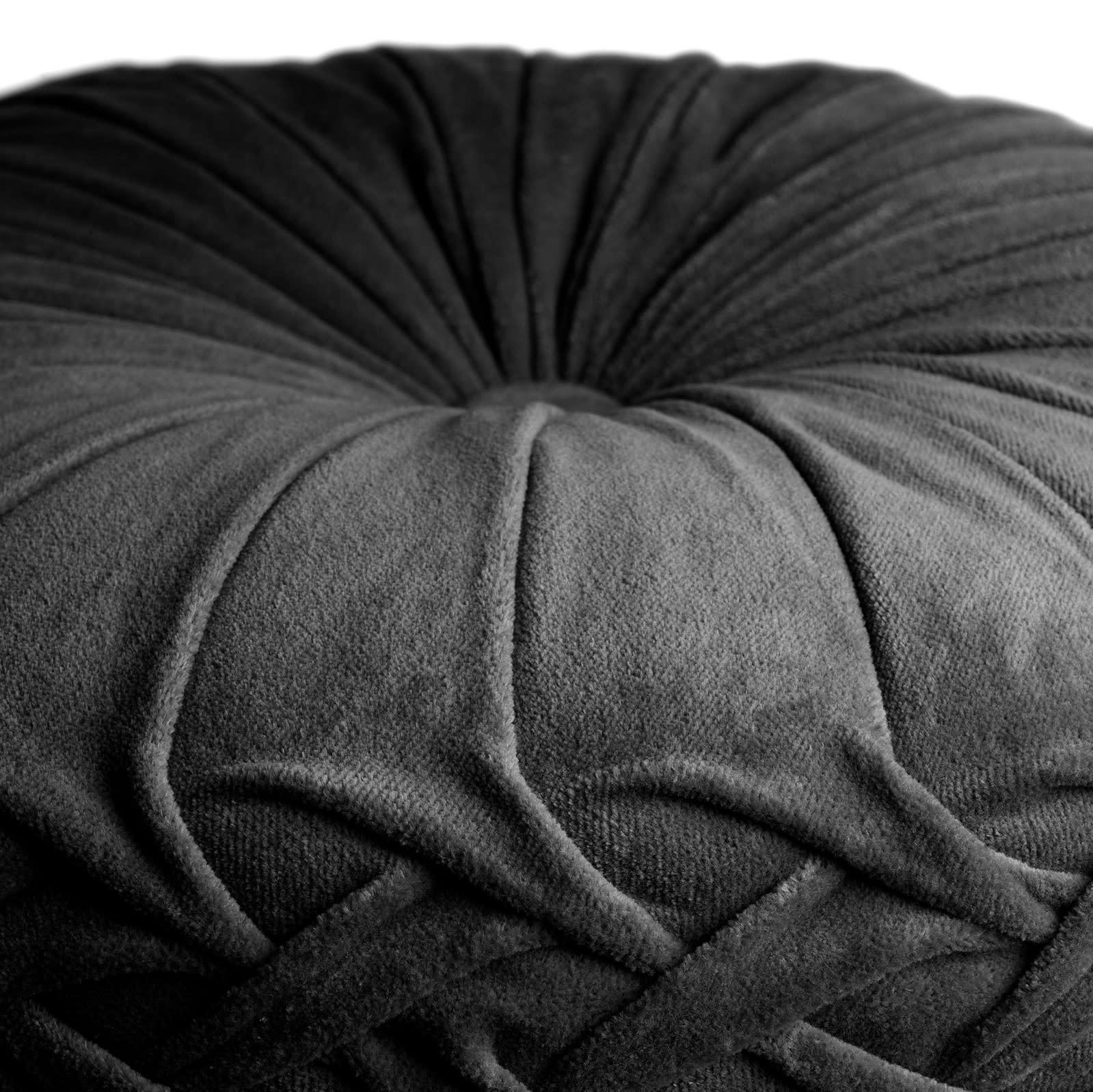 KAJA - Coussin rond noir en velours 40 cm uni