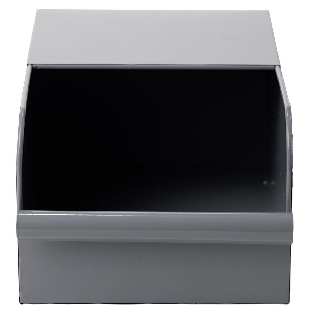 Bac de rangement en métal gris - L17,5 x l25 x H12,5 cm