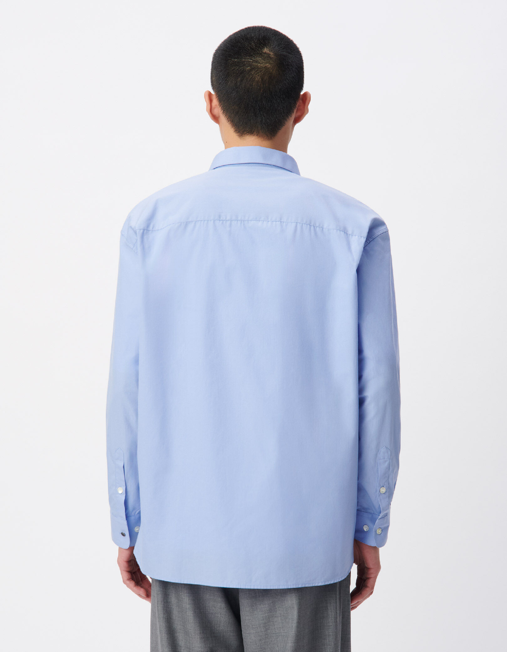 Chemise loose bleue unie coton bio Homme