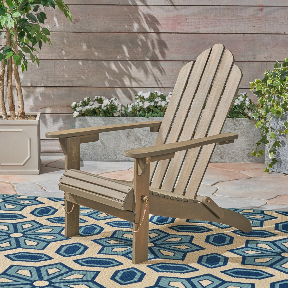 Outdoor Foldable Solid Wood Adirondack Chair