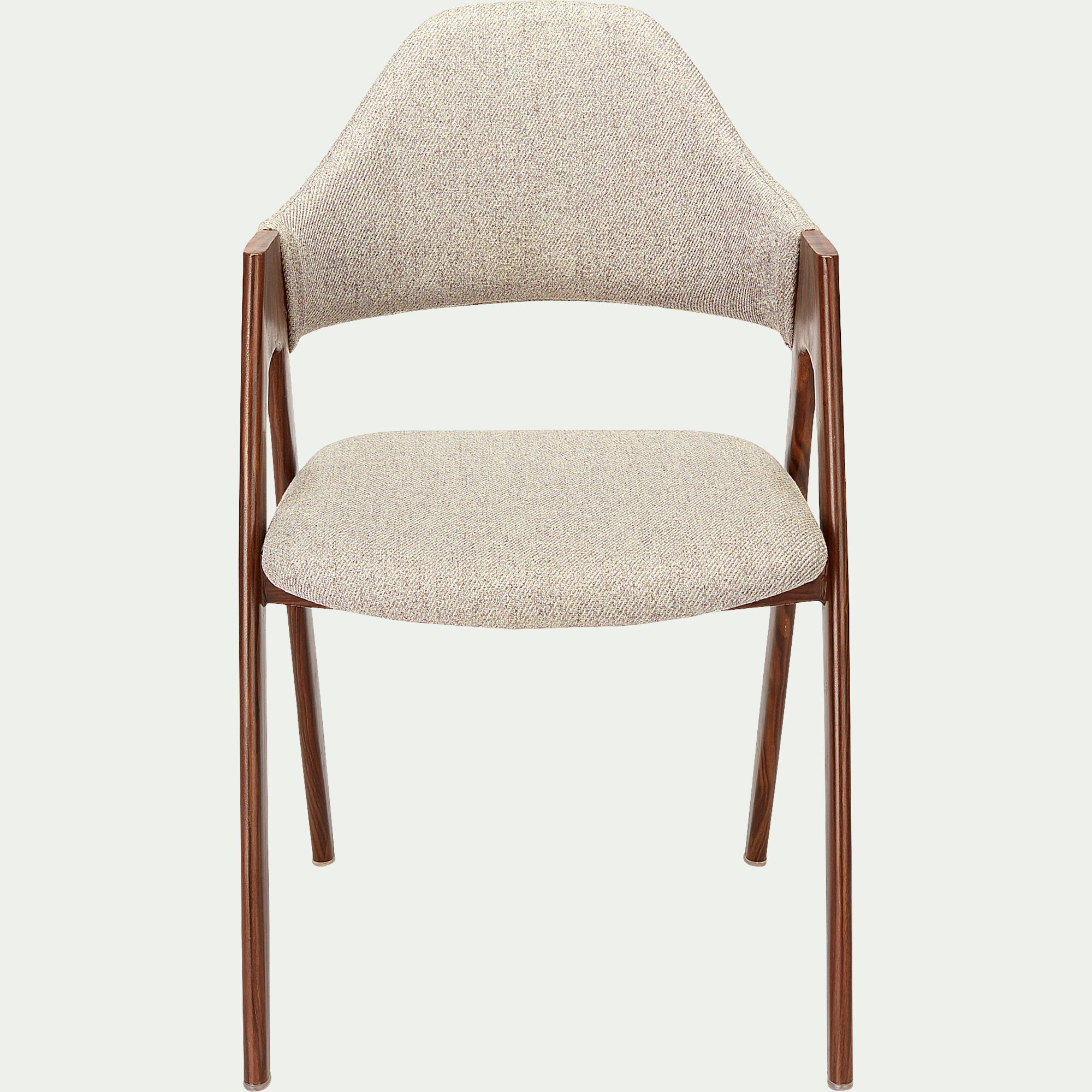 GARETTE - Chaise en tissu et effet bois foncé avec accoudoirs - beige alpilles