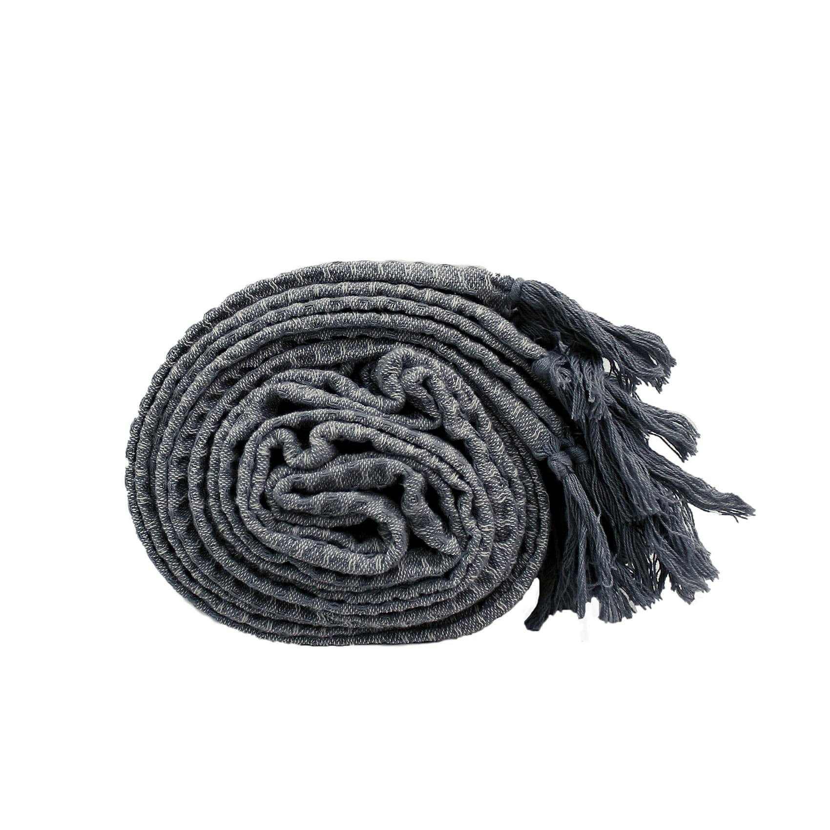 - Plaid en coton recyclé gaufré polyester/coton gris clair 125x150 cm