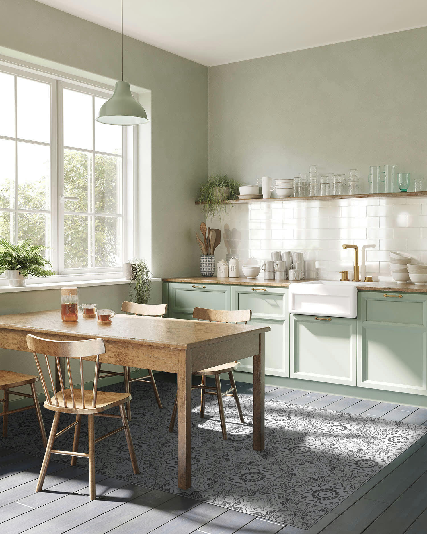 ALFOMBRAS AZULEJOS - Tapis vinyle carreaux ciments grenade gris 140x200cm