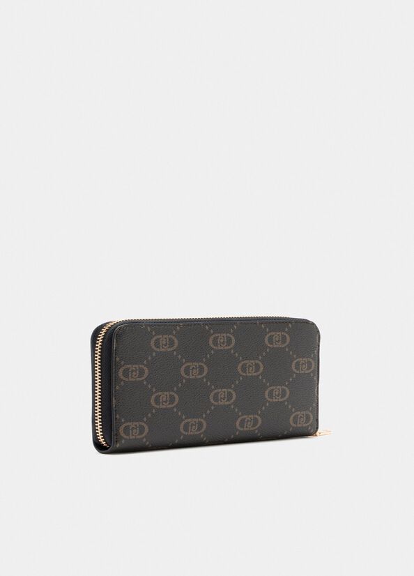 Portafoglio grande zip around con logo