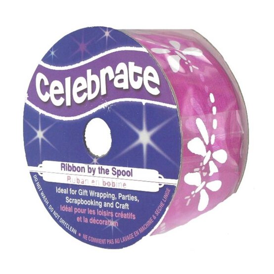 Hot Pink Dragonfly Organza Ribbon 25mm x 3m