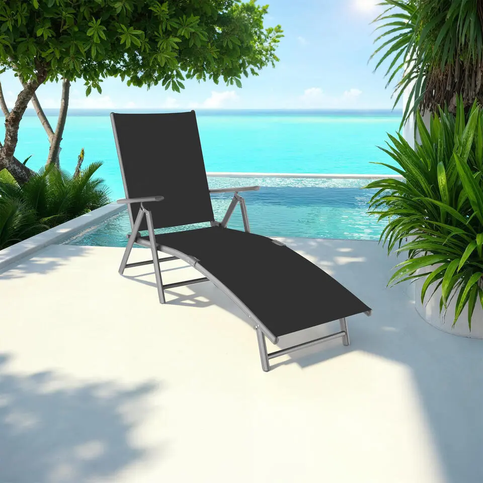 tectake Ligbed Marisol aluminium, 7 standen, Donkergrijs