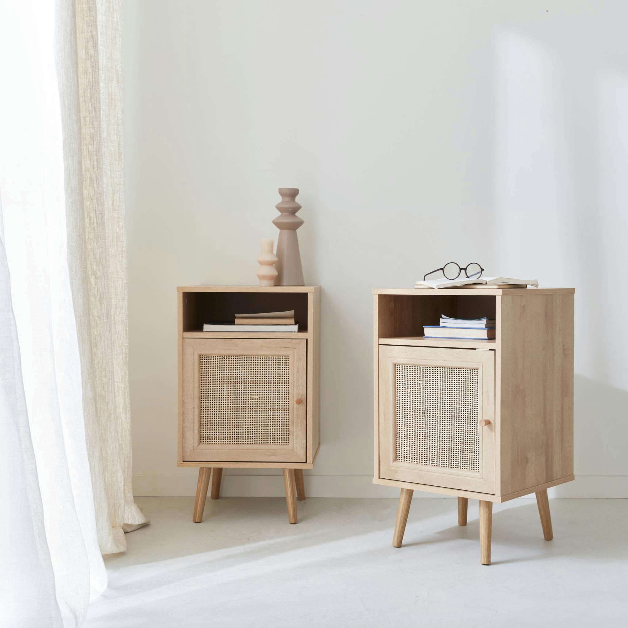 BOHÈME - Lot de 2 tables de chevet en cannage, naturel