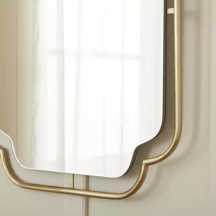 Habitat Gold Art Deco Wavy Wall Mirror - 85x65cm