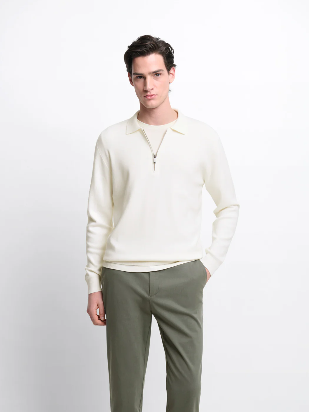 Pull col polo zippé en viscose certifiée