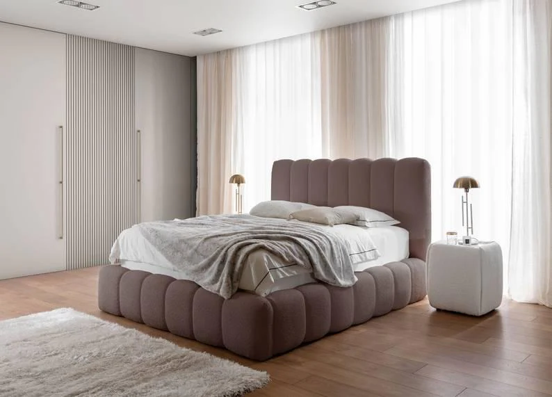 Bedframe Chusso bouclé met opbergruimte 180 x 200 cm