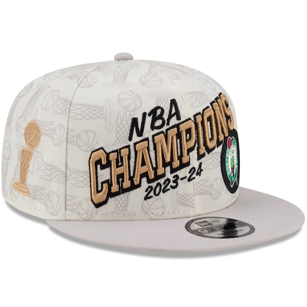 Boston Celtics New Era 2024 NBA Finals Champions Locker Room 9FIFTY Snapback Hat - Cream