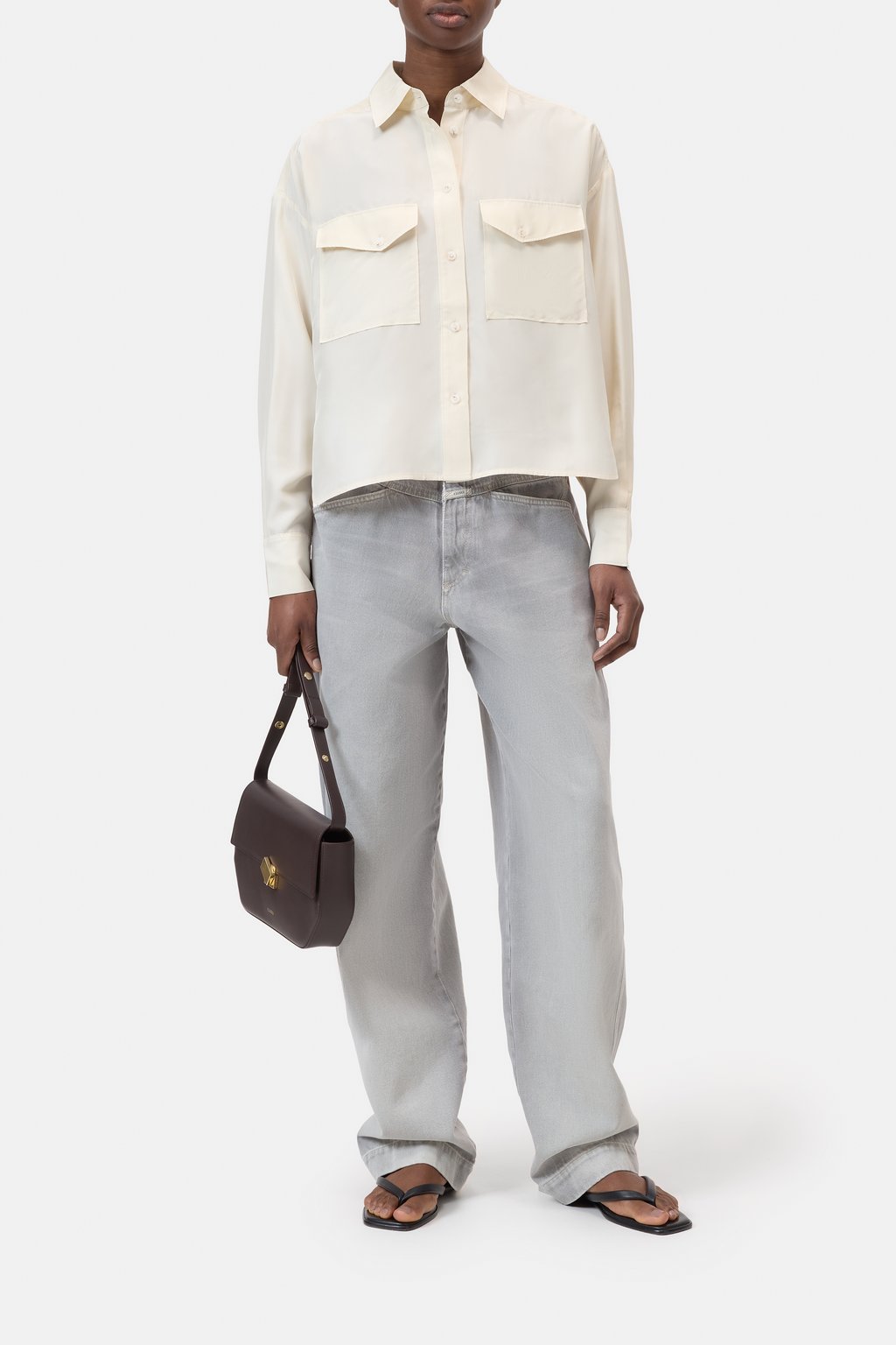 Seidenbluse mit Utility-Details