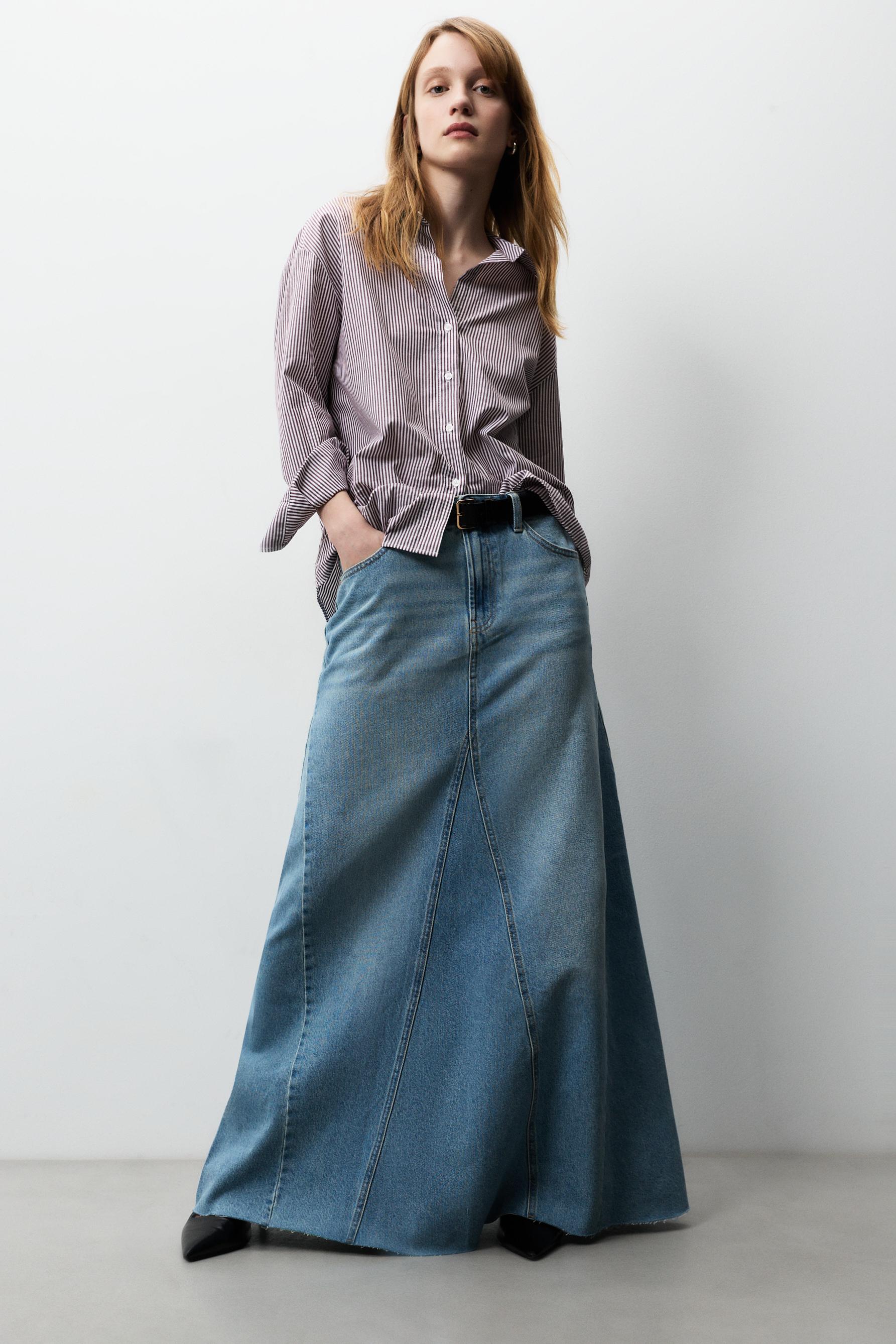 Falda denim midi