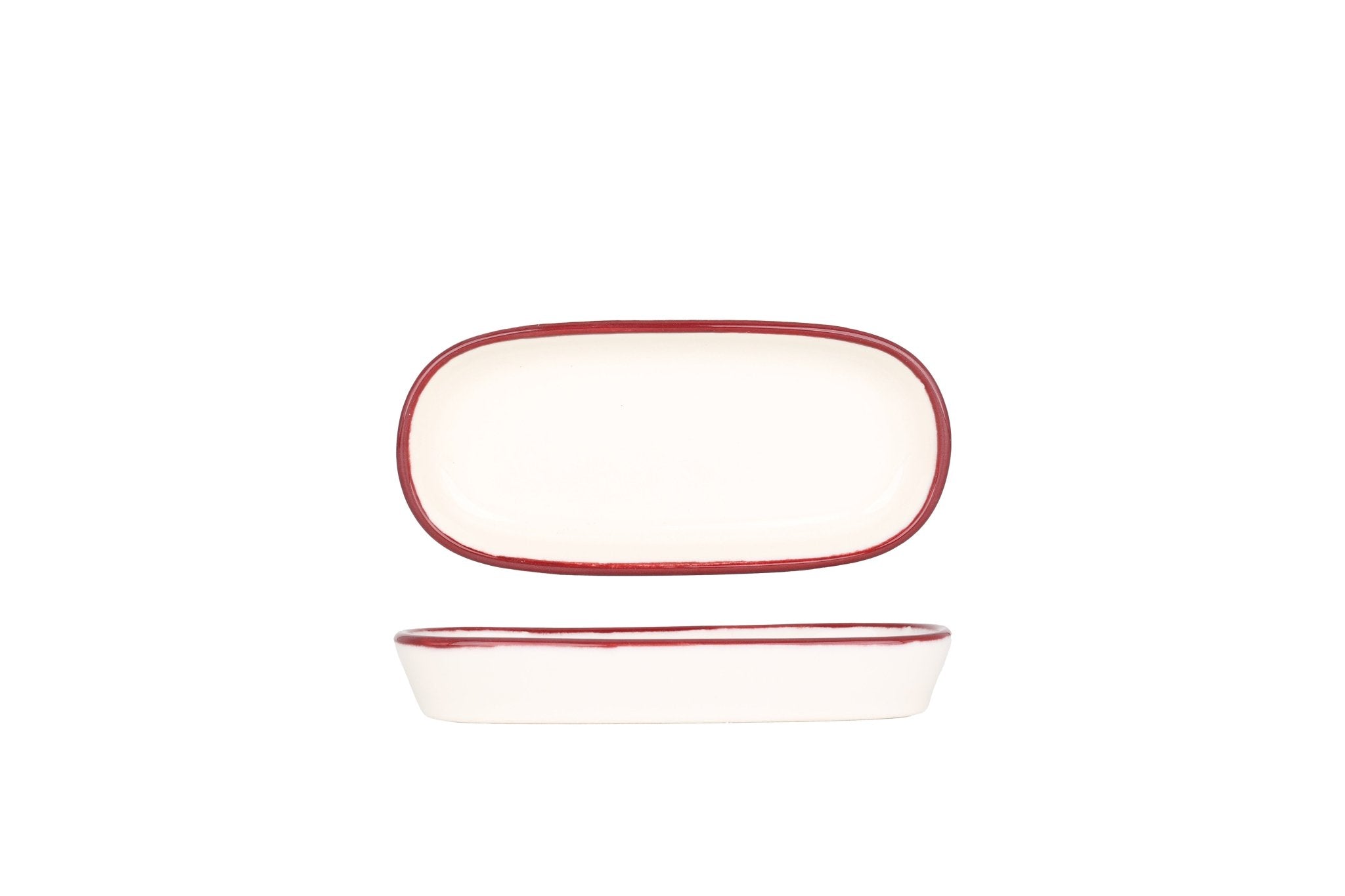 Bonna Serveerschaal - Linea Burgundy - Porselein - 14 cm - set van 2