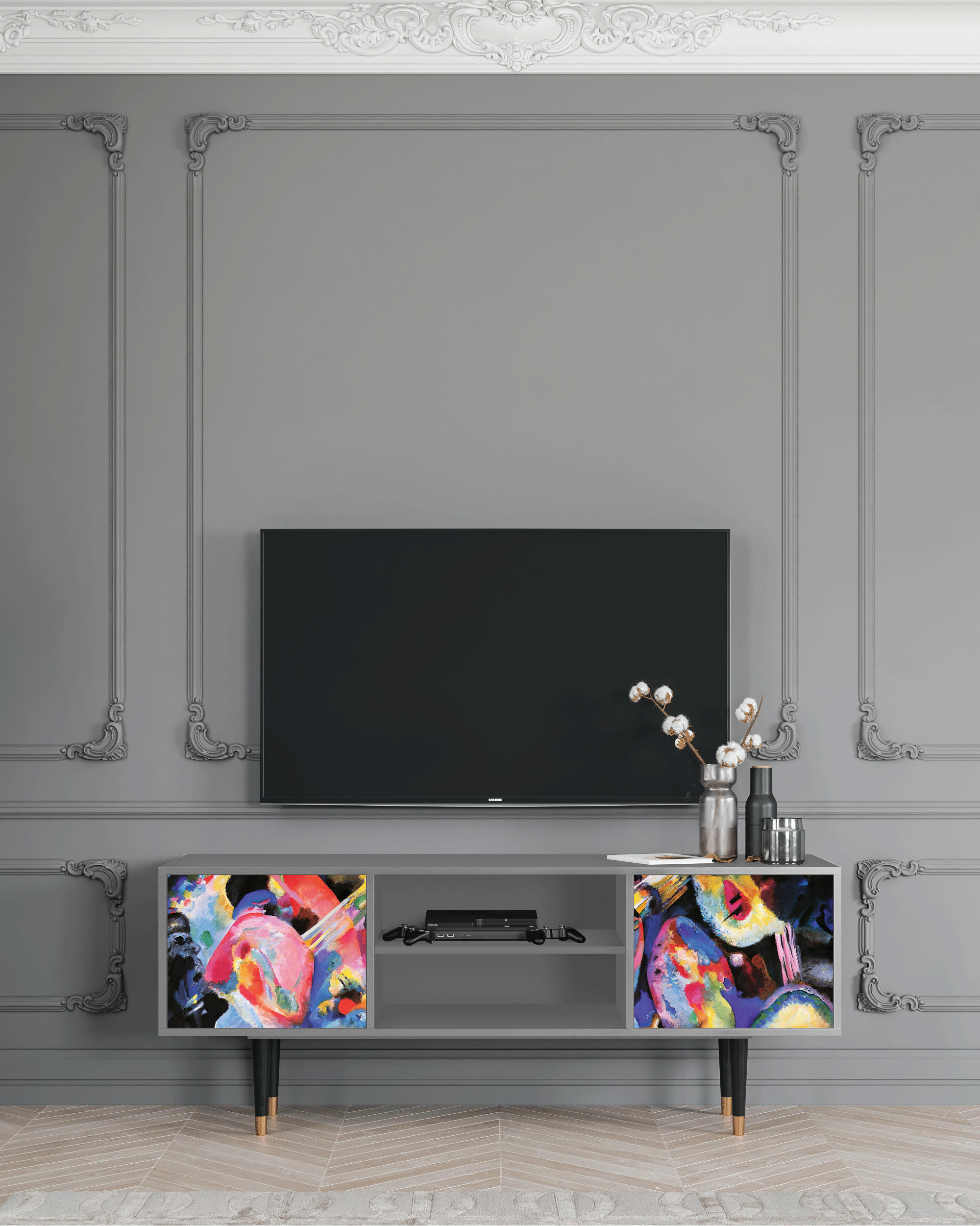 KANDINSKY - Meuble TV  multicolore 2 portes L 170 cm
