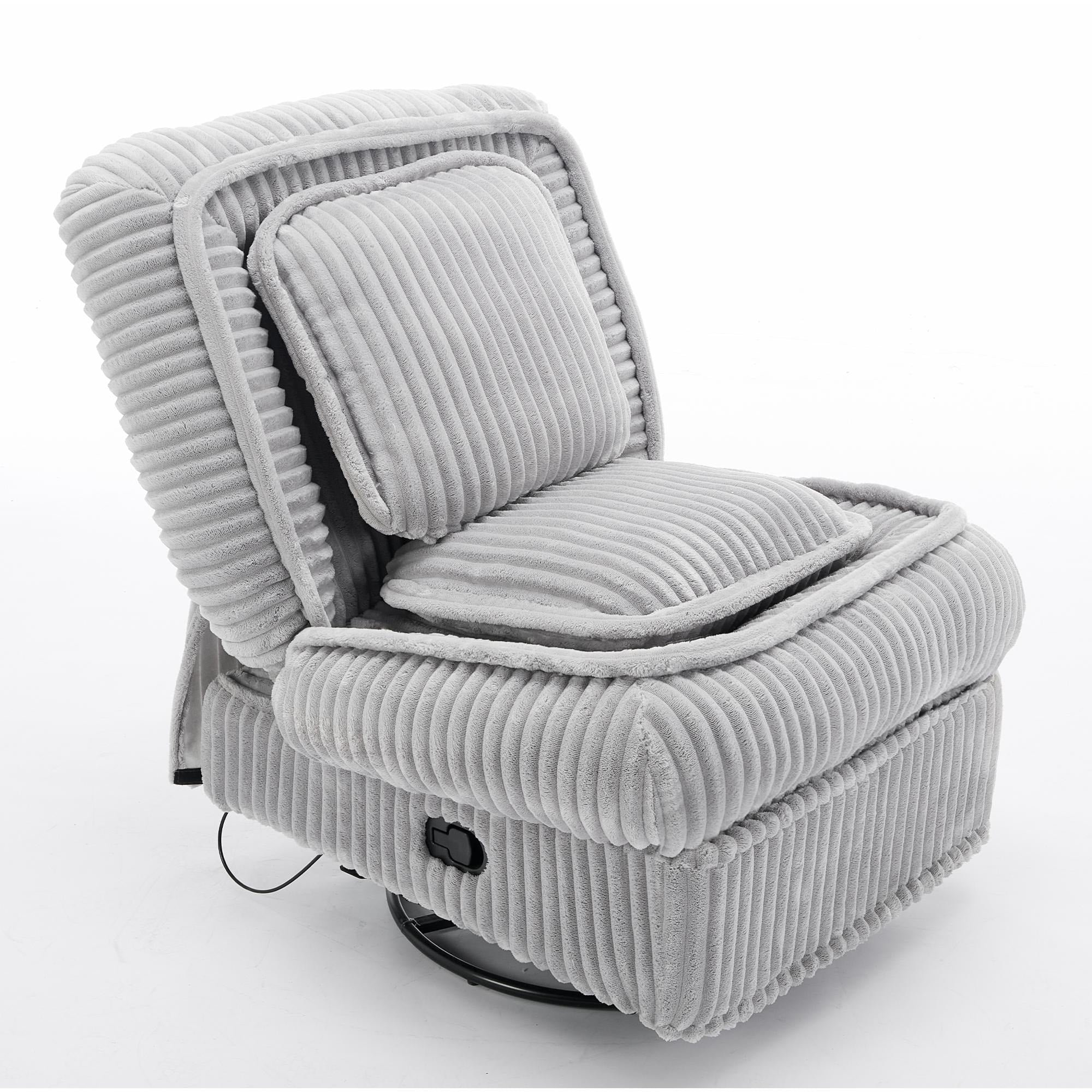 Corduroy 360° Swivel Glider Rocker Recliner with Pillows